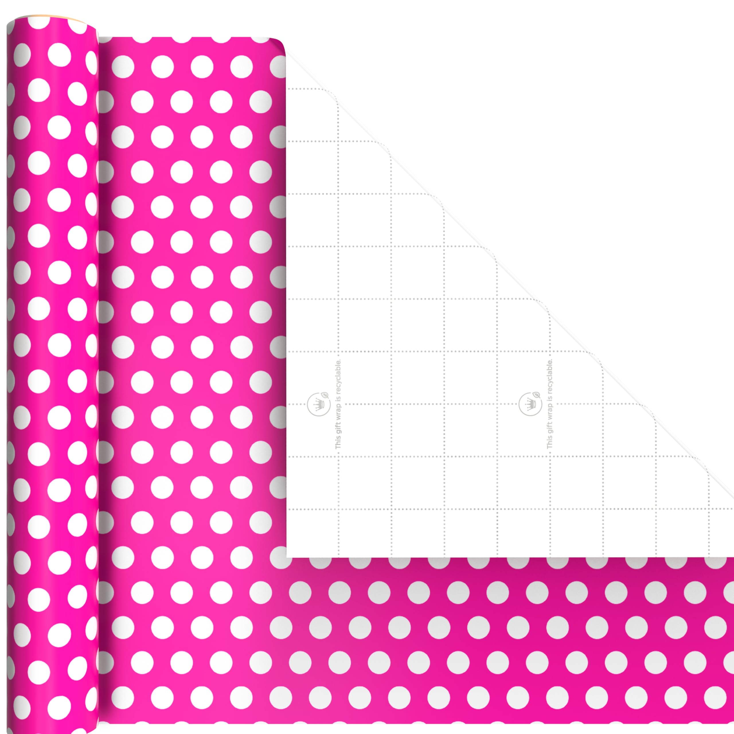 Hallmark Kids Birthday Wrapping Paper Mini Rolls, 3-Pack (Unicorns, Rainbows on Purple, Pink with White Polka Dots) for Birthday Parties, Easter, Baby Showers, Any Occasion - 60 Sq. Ft. Total