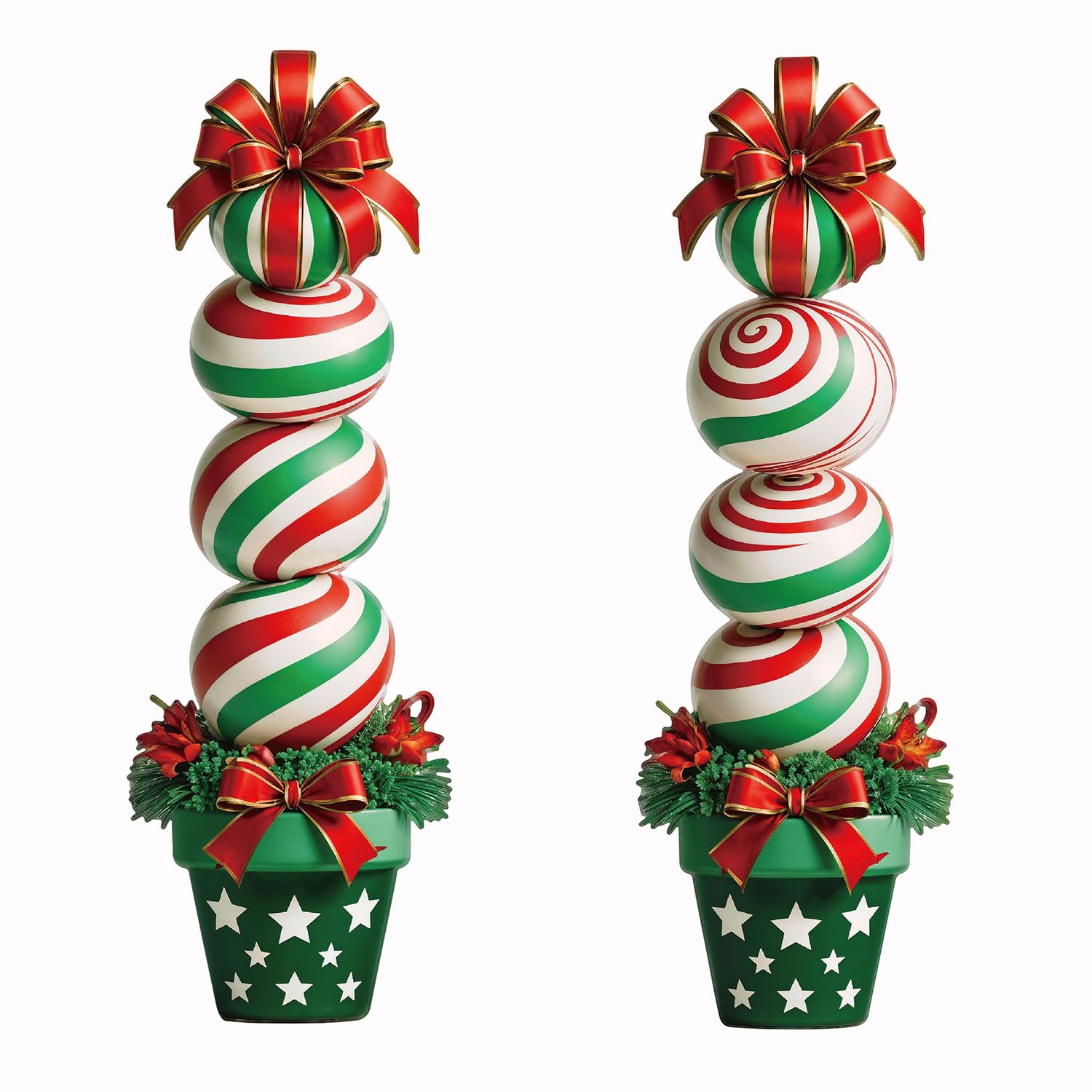 33" Christmas Decorations Outdoor Candy Christmas Decorations, 2ct Large Tall Outdoor Stake Signs 4 Interlocking PP Panels with H-Brackets Fiberglass Rods for Lawn Pathway Xmas Party