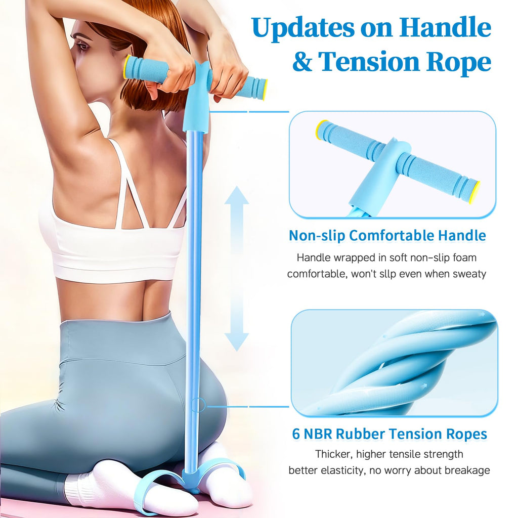Pedal Resistance Bands with Handles, Upgrade 6-Tubes Manual Tension Training Pedal, Natural Rubber Foot Pedal Resistance Bands, Multifunction Fitness Bands for Abdomen, Waist, Arm, Leg