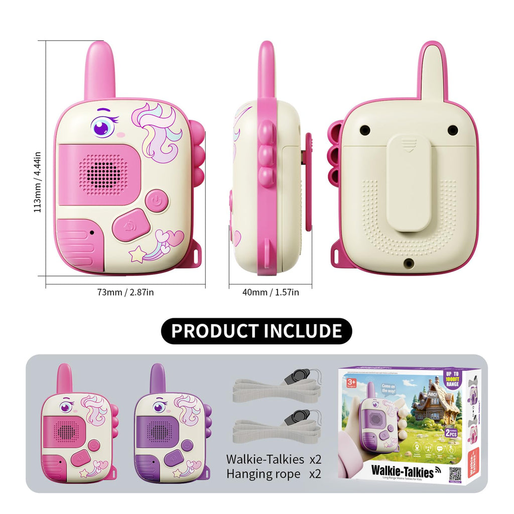 JKGIFTS Walkie Talkies Toys for Girls:Unicorn Toys 2 Pack Birthday Gifts for 3 4 5-7 8 Year Old Girls Toy for 4 5 6 7 8-10 Year Old Camping Outdoor Game,Christmas Stocking Stuffers for Girls Kids