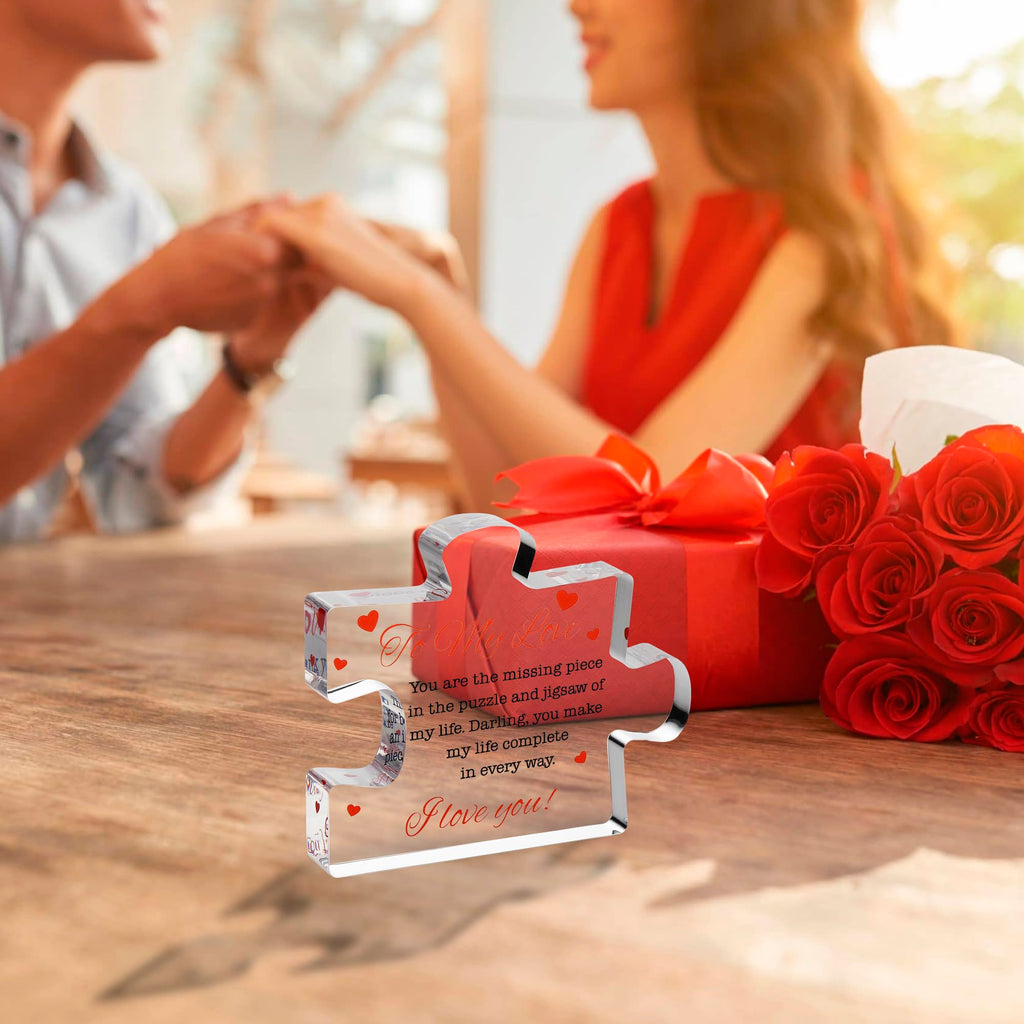 Engraved Acrylic Block Puzzle - Sentimental Gift for Her - Valentine's Day & Fiance Birthday Gift