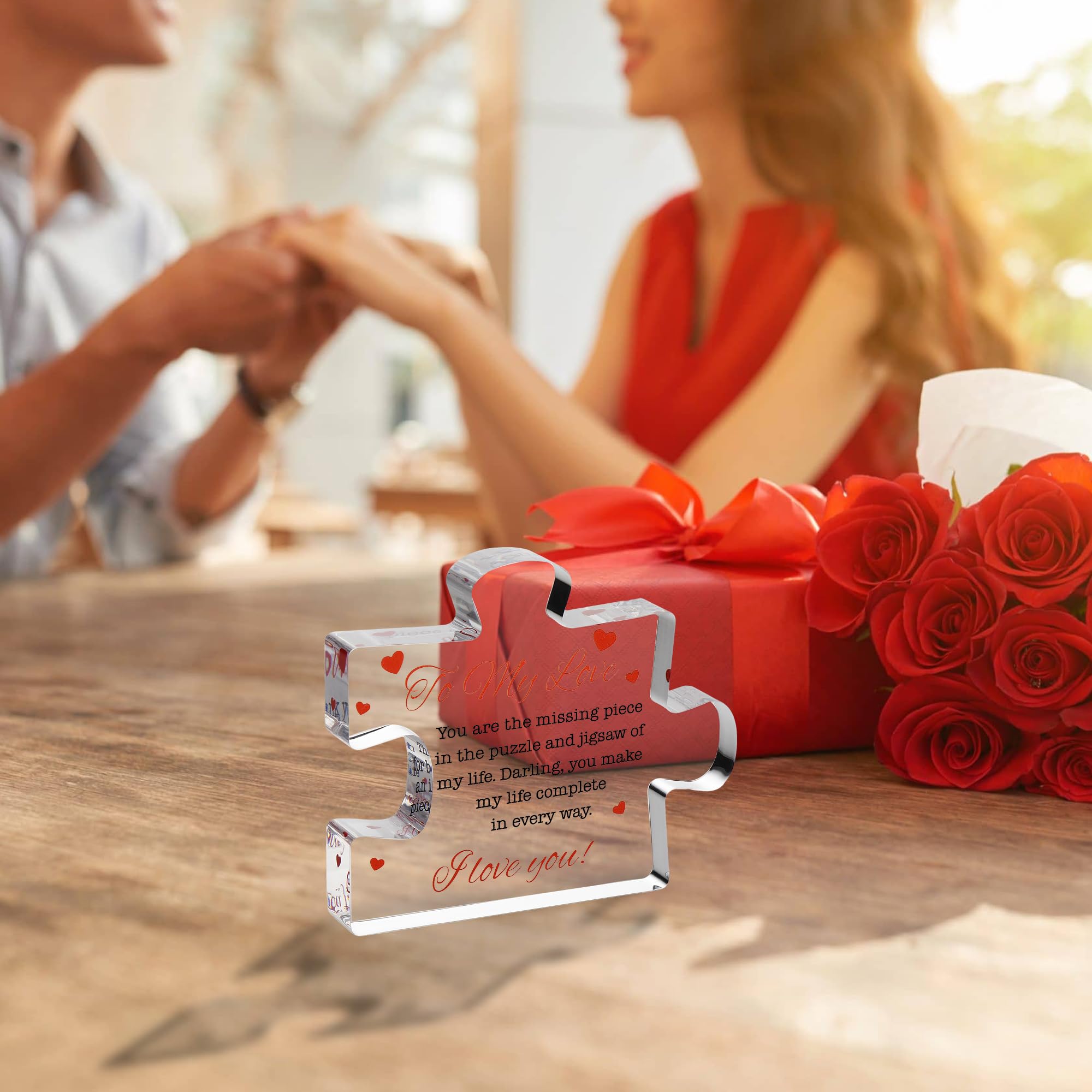 Engraved Acrylic Block Puzzle - Sentimental Gift for Her - Valentine's Day & Fiance Birthday Gift