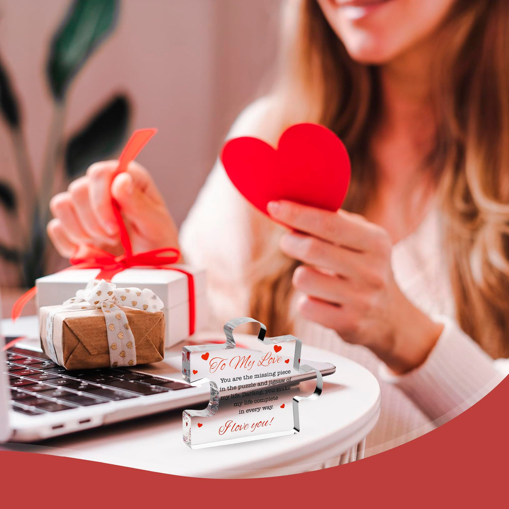 Engraved Acrylic Block Puzzle - Sentimental Gift for Her - Valentine's Day & Fiance Birthday Gift