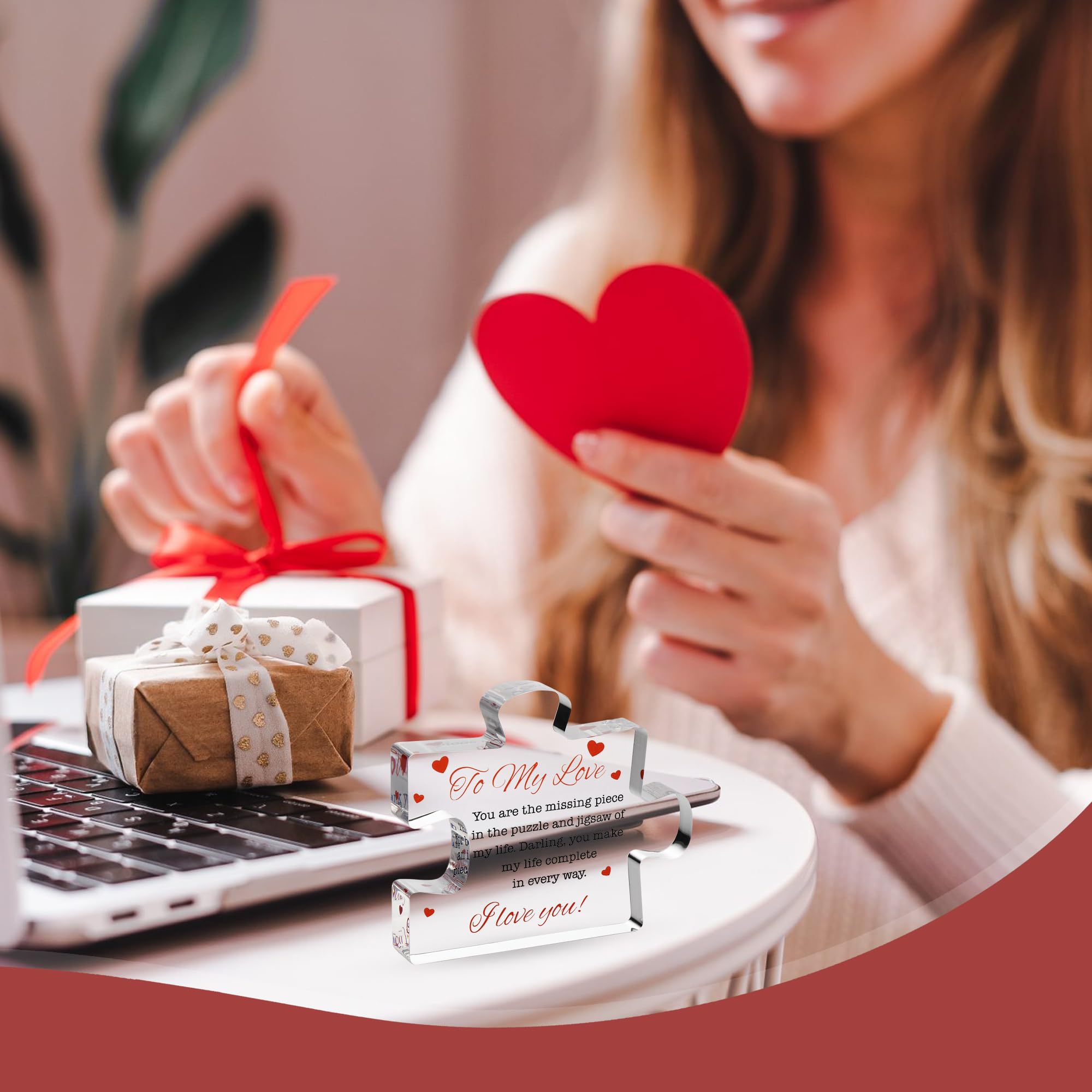 Engraved Acrylic Block Puzzle - Sentimental Gift for Her - Valentine's Day & Fiance Birthday Gift