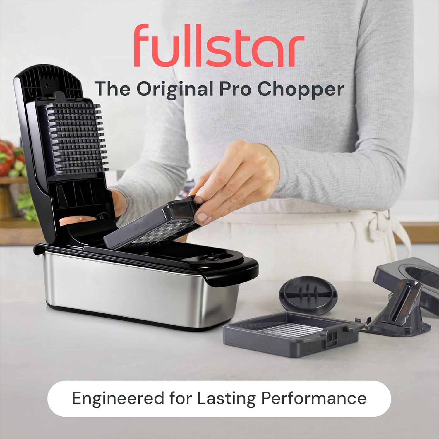 Fullstar The Original Pro Chopper - Vegetable Chopper and Spiralizer, Food Chopper with Container, Fruit Slicer, Kitchen Gadgets & Gifts, Home Essentials (4 in 1, White)