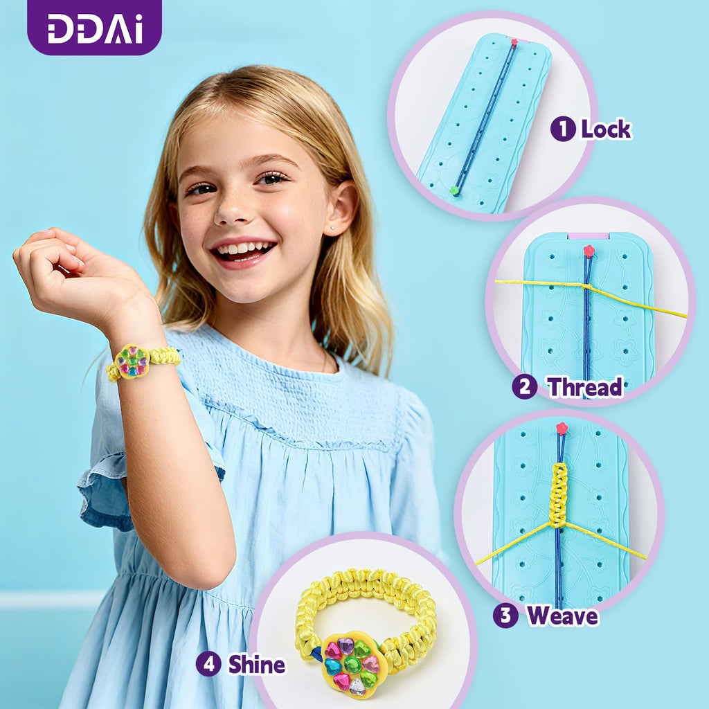 DDAI Arts and Crafts for Kids Age 8-12 Friendship Bracelet Making Kit for Girls - Best Birthday Gifts Ideas for Girl 7 9 10 11 Year Old - Popular Bracelets String Maker Toys Set