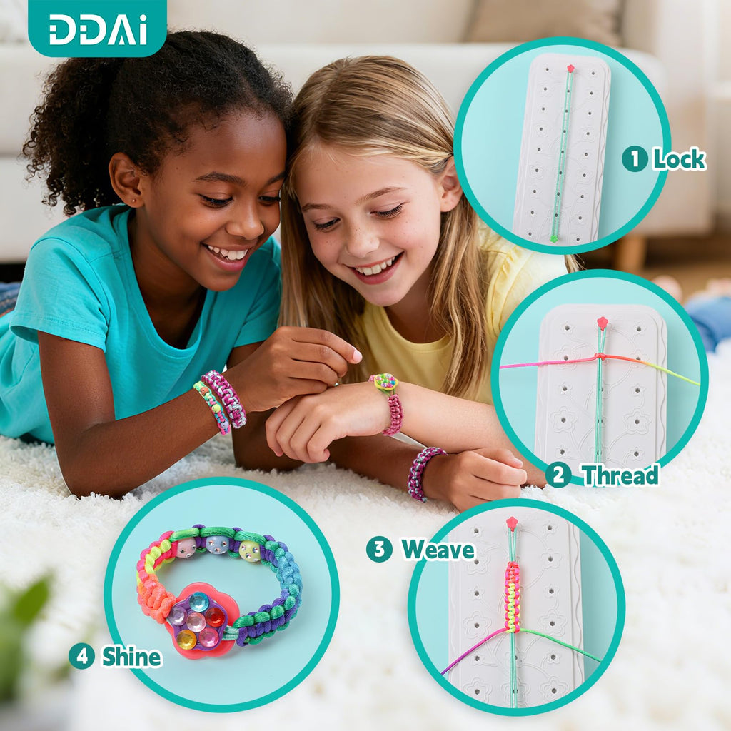 DDAI Arts and Crafts for Kids Age 8-12 Friendship Bracelet Making Kit for Girls - Best Birthday Gifts Ideas for Girl 7 9 10 11 Year Old - Popular Bracelets String Maker Toys Set