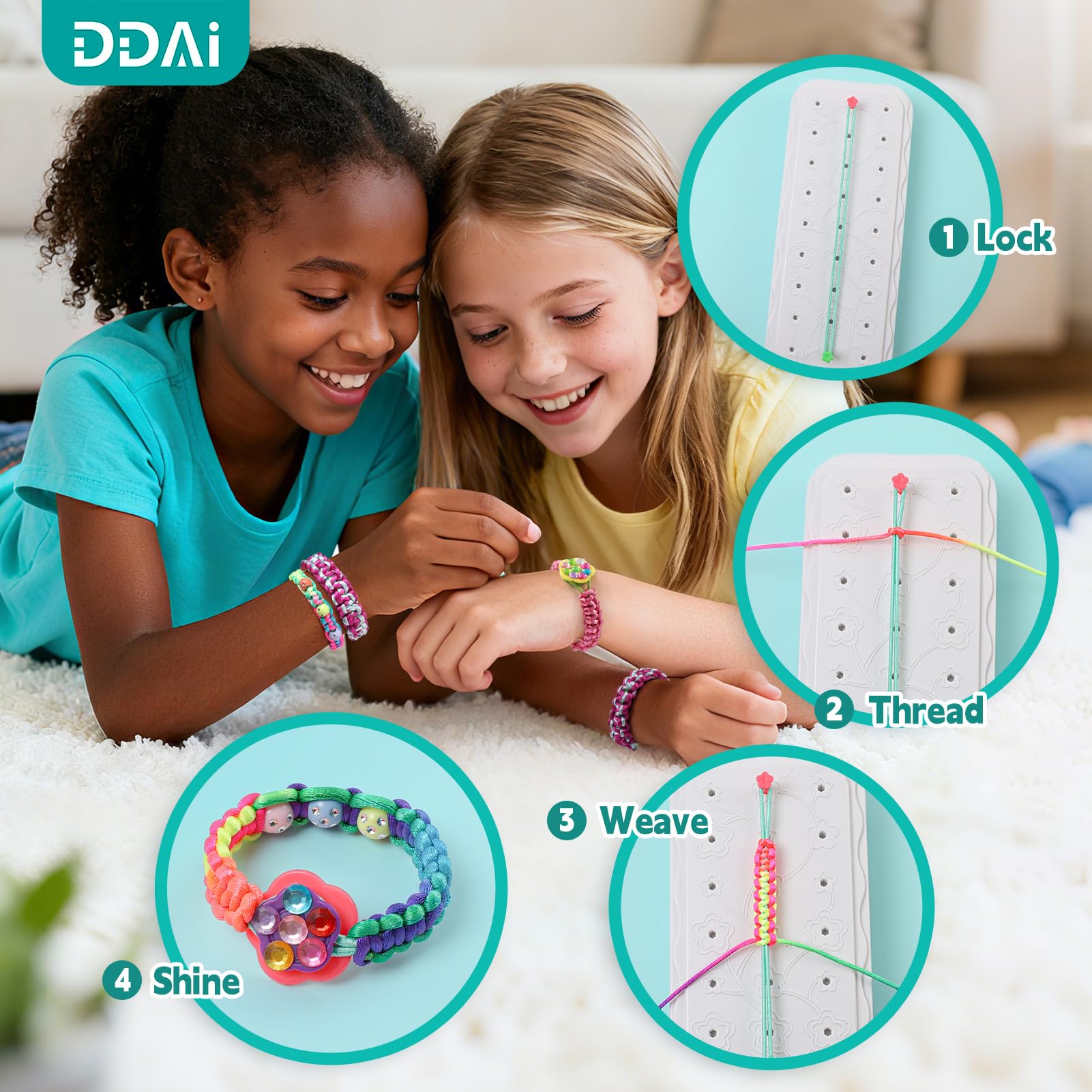 DDAI Arts and Crafts for Kids Age 8-12 Friendship Bracelet Making Kit for Girls - Best Birthday Gifts Ideas for Girl 7 9 10 11 Year Old - Popular Bracelets String Maker Toys Set