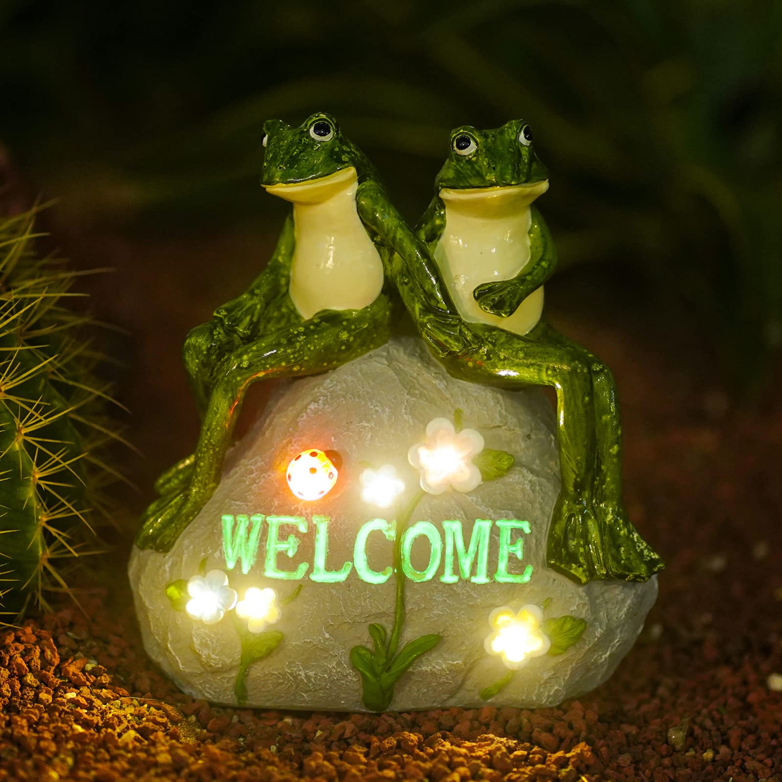 Nacome Solar Garden Outdoor Statues Turtle with Succulent and 7 LED Lights - Lawn Decor Statue for Patio, Balcony, Yard Ornament - Gifts for Mom Grandma Women
