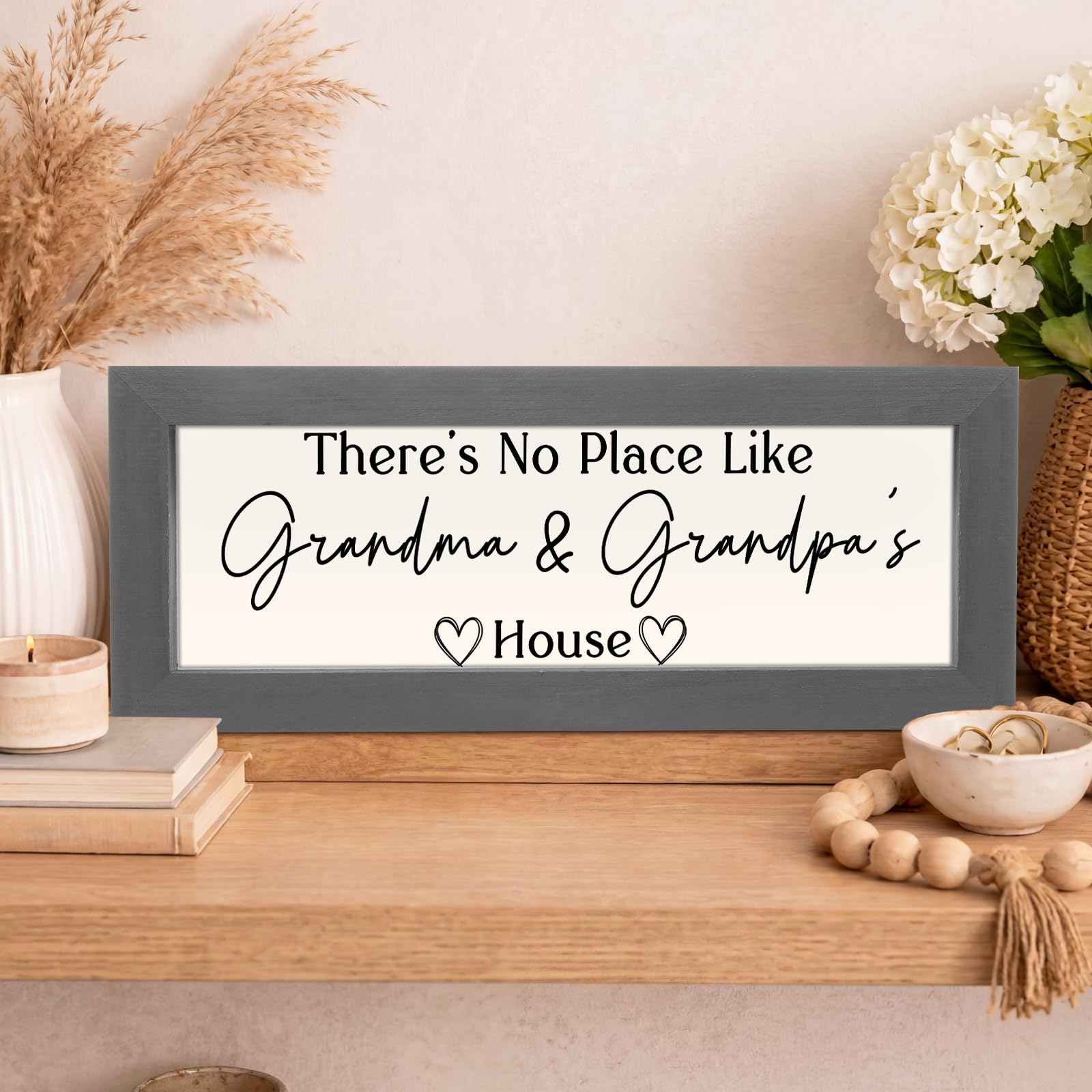 Yousoontic Grandparents Gift from Grandkids There's No Place Like Grandma & Grandpa's House Wooden Sign Farmhouse Home Decor for Birthday Christmas Thanksgiving Gift(Dark Brown,11.8 Inch)