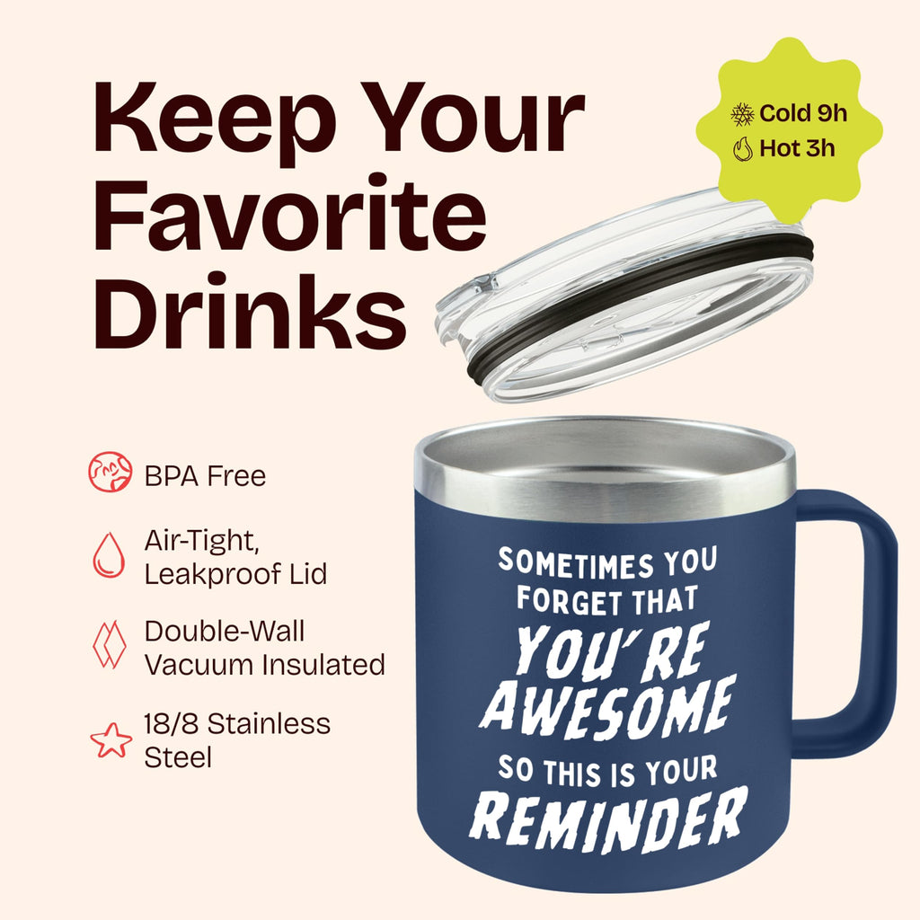 Birthday Gifts for Women Friendship - Purple Gifts for Women Coffee Mug 14oz Sometimes You Forget You're Awesome Unique Gift Idea for Older Women Over 50, 60, Inspirational Cup for Mom, Her
