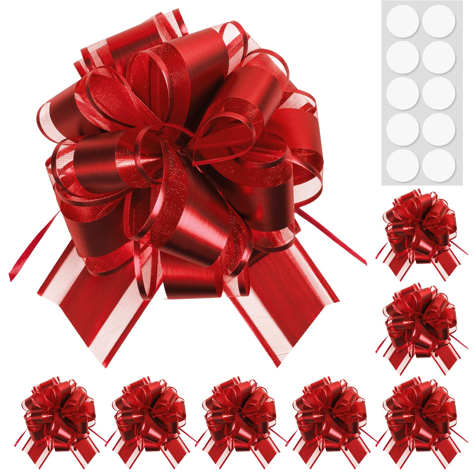 Pull Bows for Gift Wrapping: 8PCS 6 Inch Multiple Colors Large Bow | Waterproof Reusable | Birthday Party Wedding Ribbon Bow | Perfect for Christmas Valentine's Day | Boxes or Flower Decorations