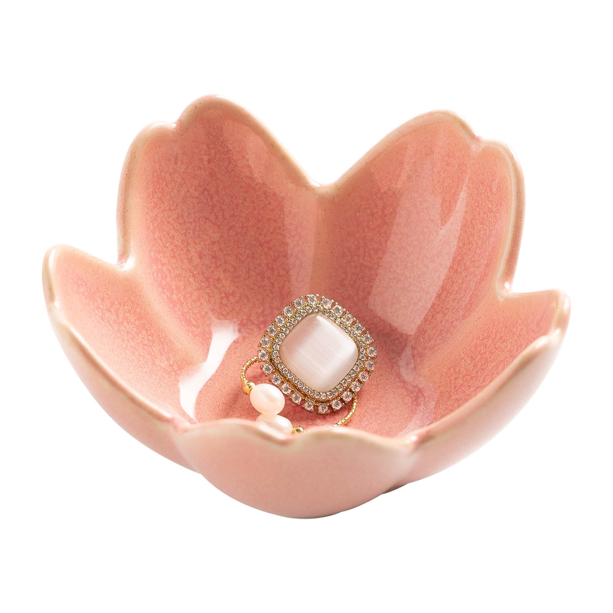 Flower Ring Holder Dish, Ceramic Jewelry Tray Dish, Small Trinket Dish, Jewelry Plate Bowl, Cute Jewlery Ring Holder Dish, Aesthetic Room Decor, Christmas Birthday Gifts for Women, 1 pack (blue)