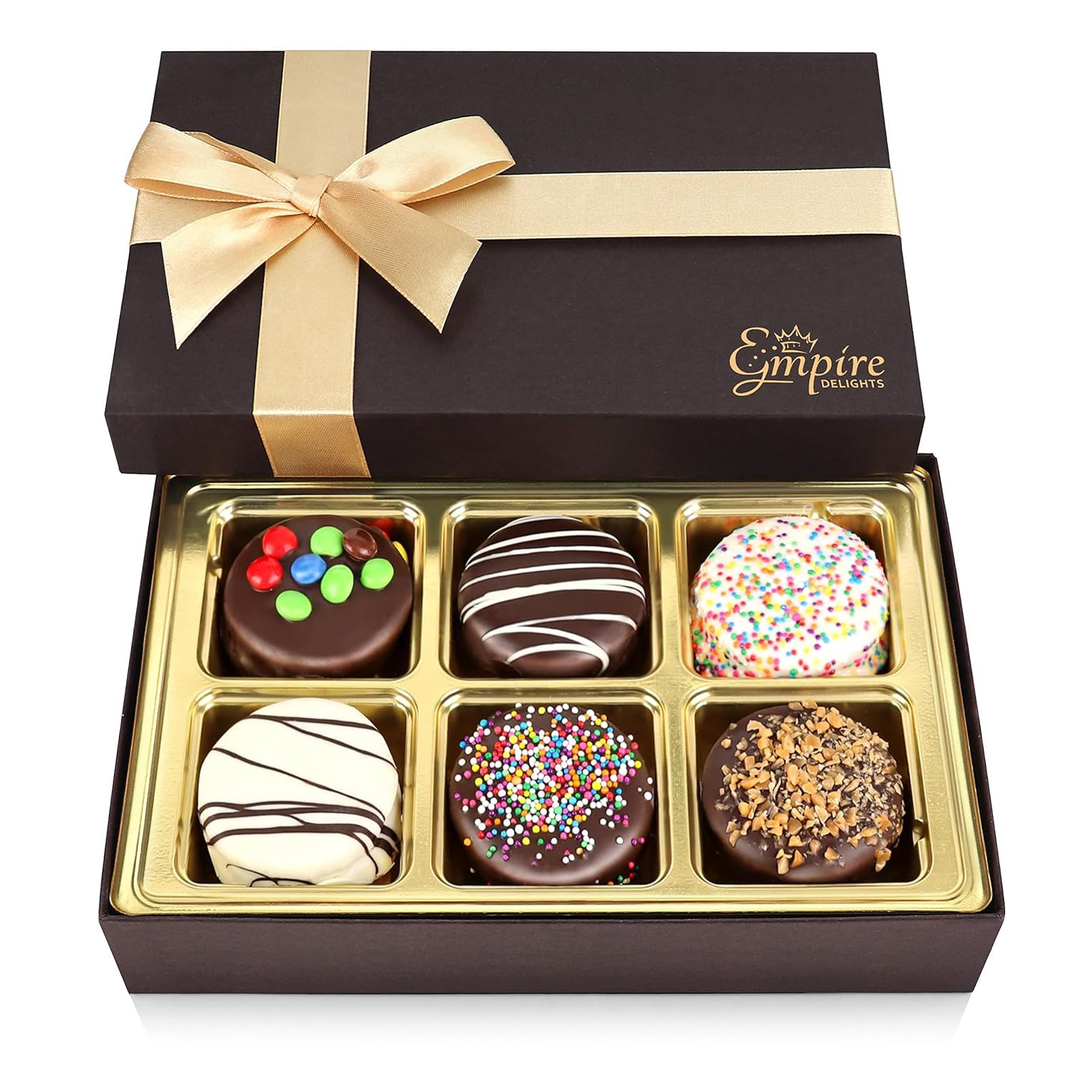 Cookies Gift Basket - Chocolate Gift Basket for Birthday Treats for Women and Men - Fancy Chocolate Covered Cookies for Gifting, 6 Count