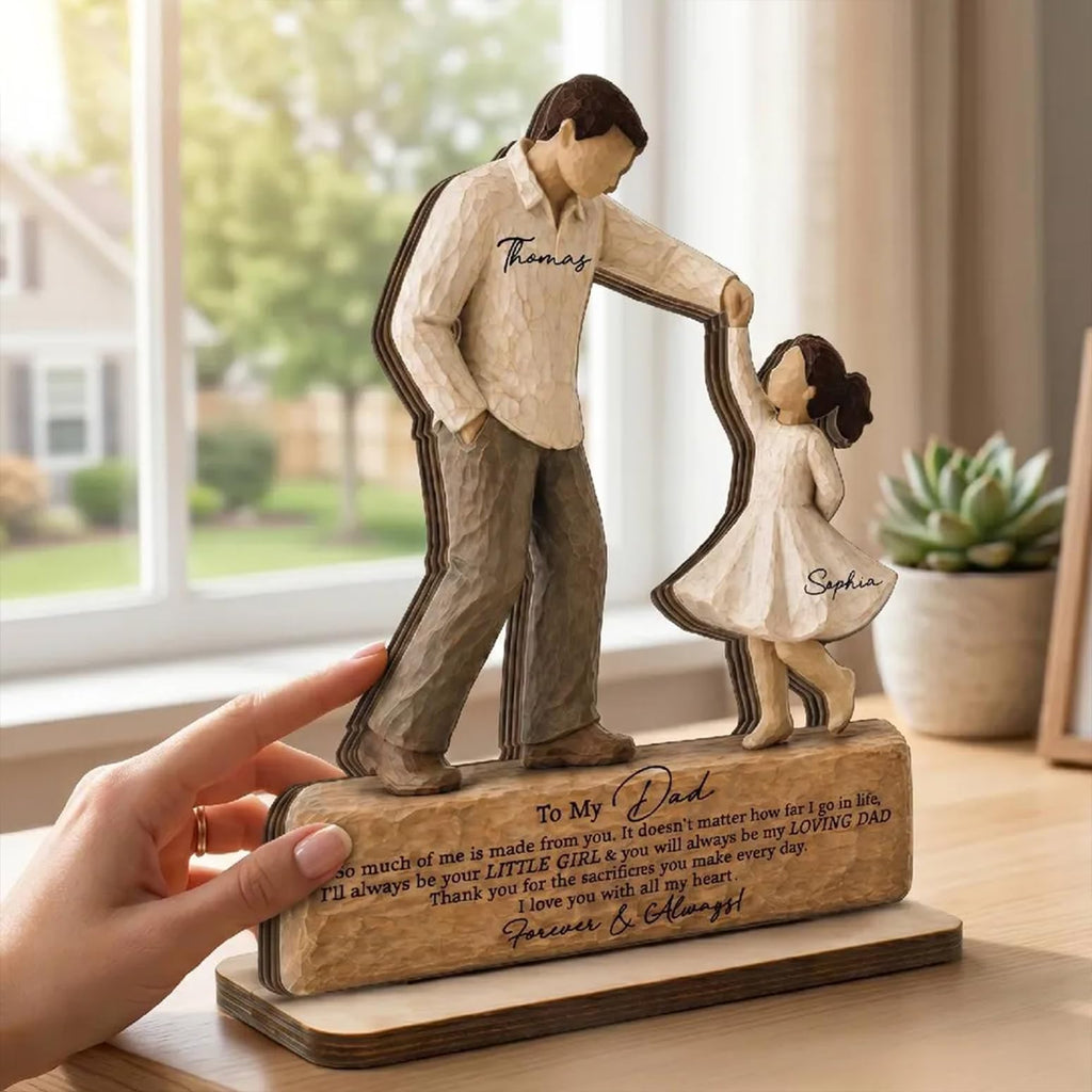 Personalized Fist Bump Dad and Kids Name Wooden Plaque, Custom Fathers Day Plaque for Dad Grandpa, Customized Sign Decorations for Daddy, Grandpa, Heartfelt Father's Day Birthday Gifts for Husband