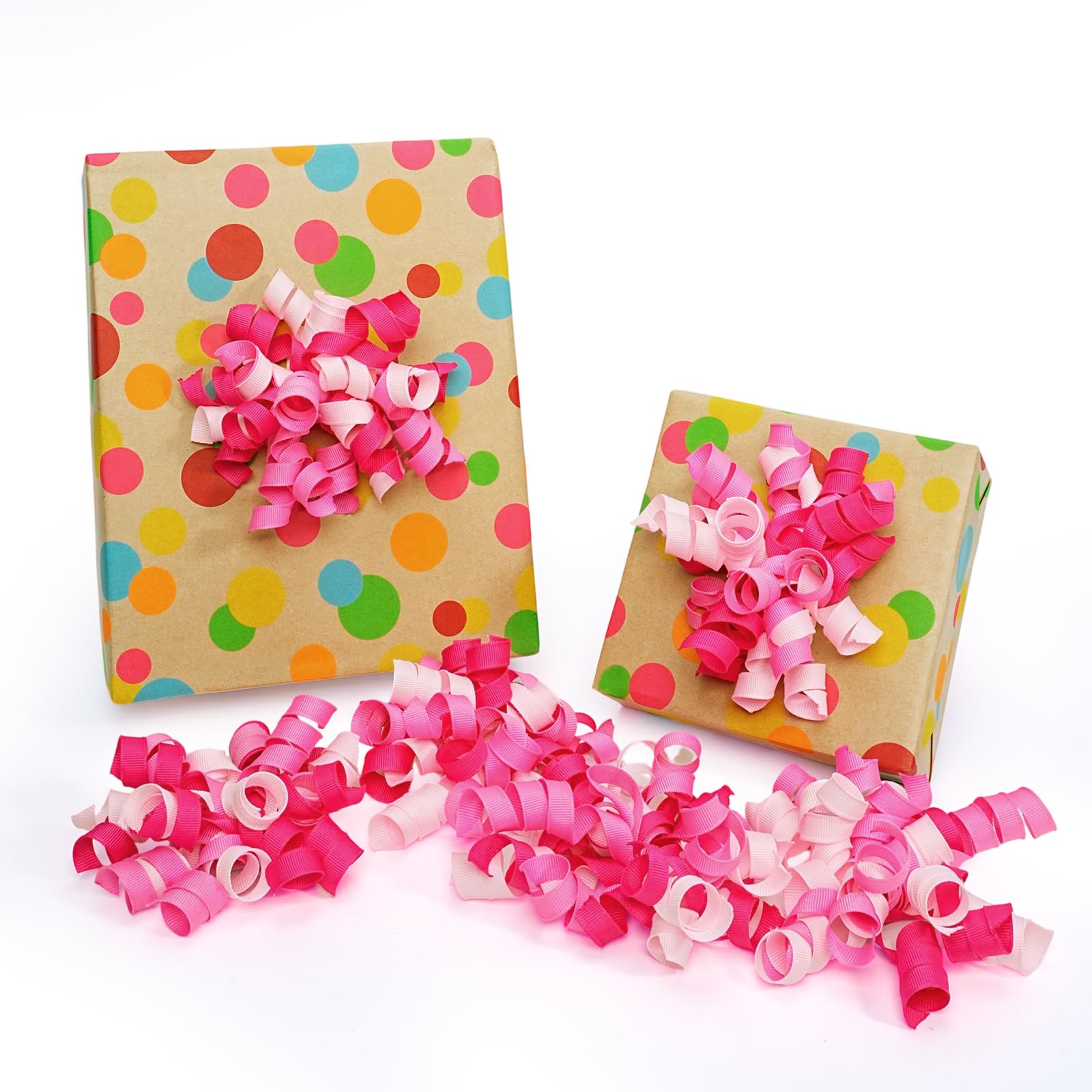 LaRibbon Rainbow Bows - Curly Ribbon Gift Bows, Self Adhesive for Birthday Party, Holiday Party Favors, Gift Wrapping - 6 Counts