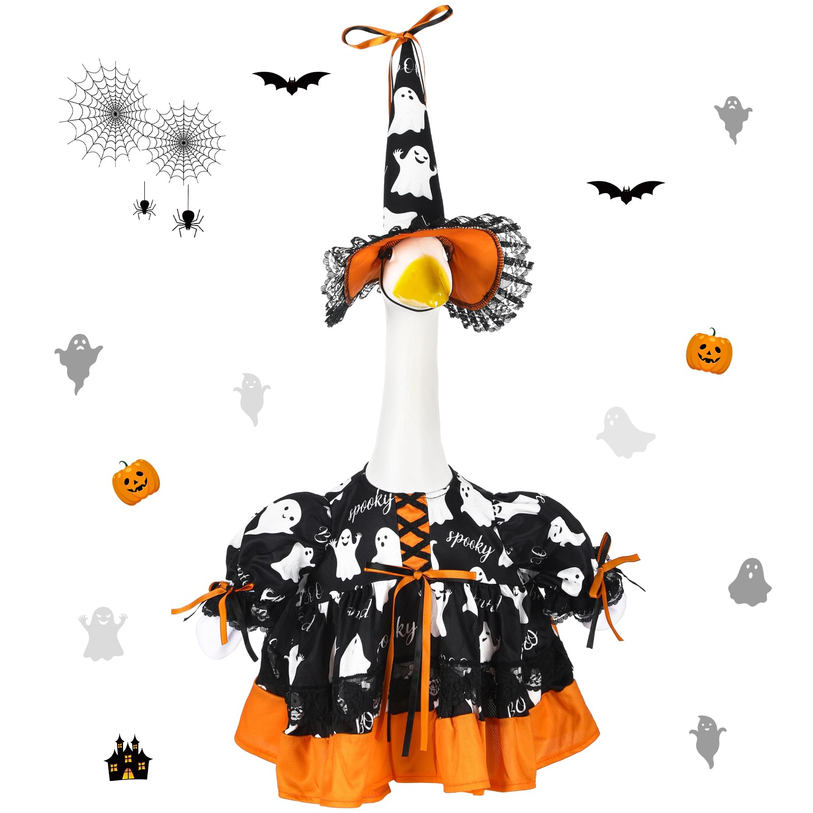 Suzile Fall Maple Porch Goose Outfit Autumn Goose Clothes for 23 Inch Cement or Plastic Geese Costume for Yard Lawn Outdoor Garden Patio Concrete Duck Statue Dress Thanksgiving Party Holiday Decor