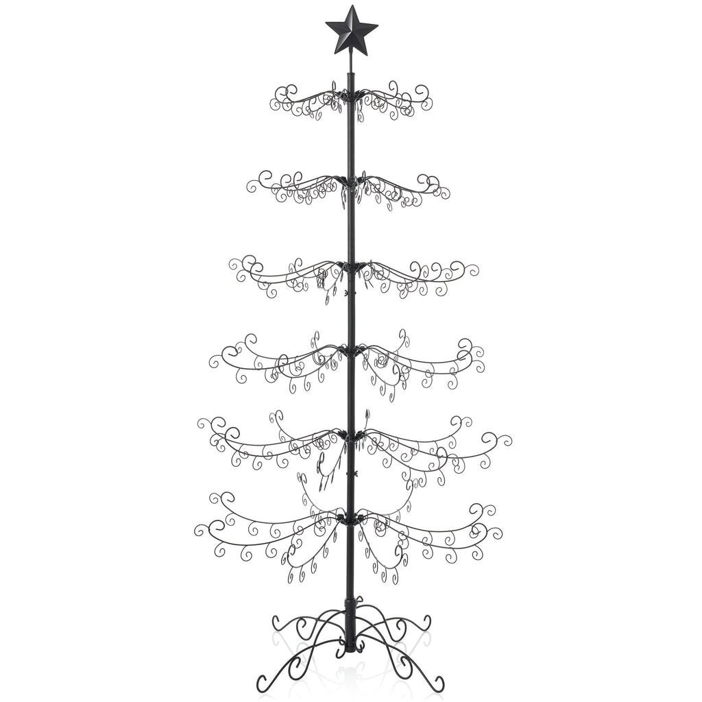 Casafield Ornament Display Christmas Tree with Stand - 6' Black Wrought Iron Ornament Holder