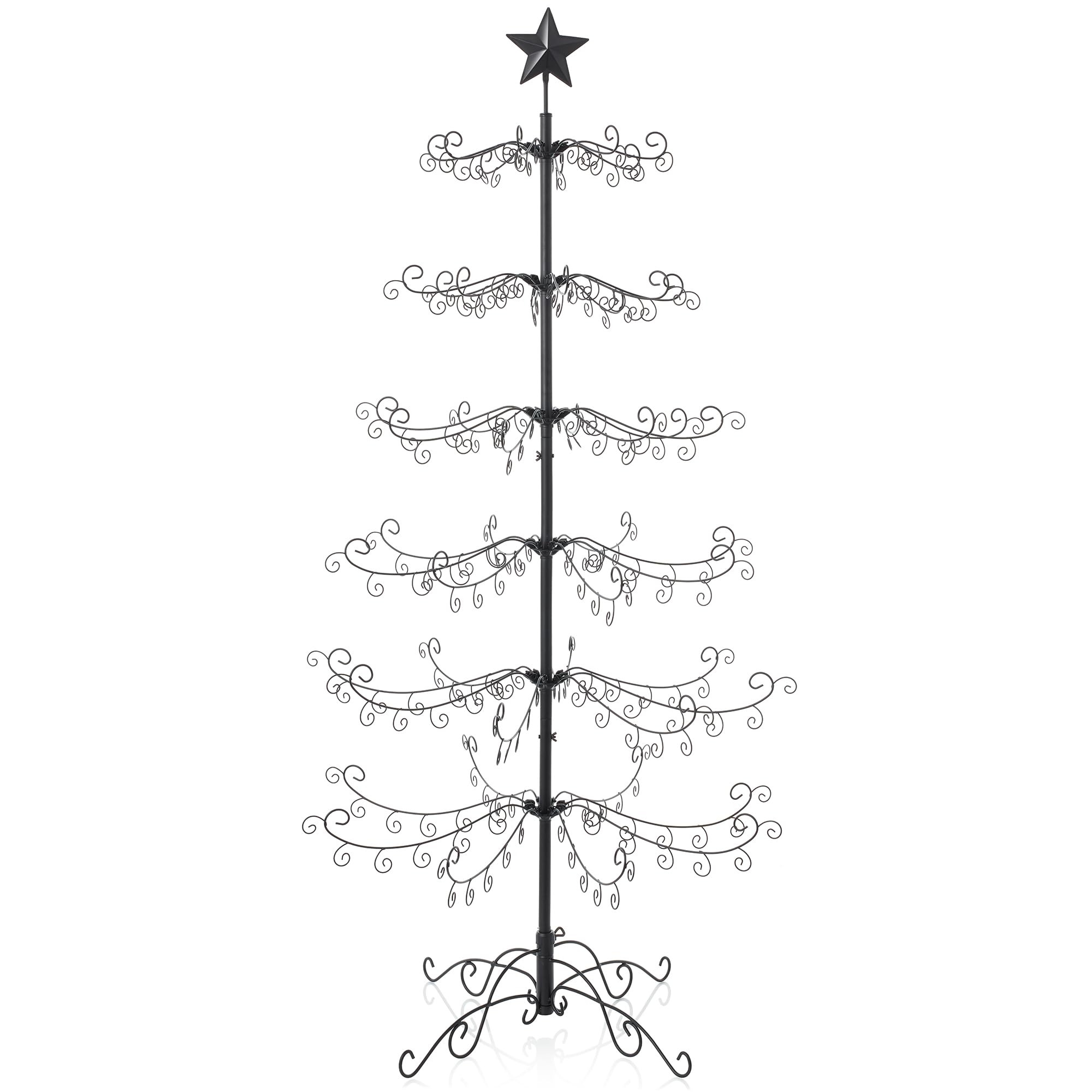 Casafield Ornament Display Christmas Tree with Stand - 6' Black Wrought Iron Ornament Holder