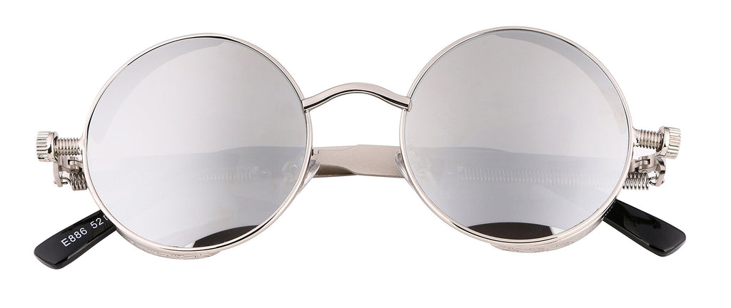 FEISEDY Retro Gothic Steampunk Sunglasses Round Metal Frame Punk Circle Inspired Shade Men B1857