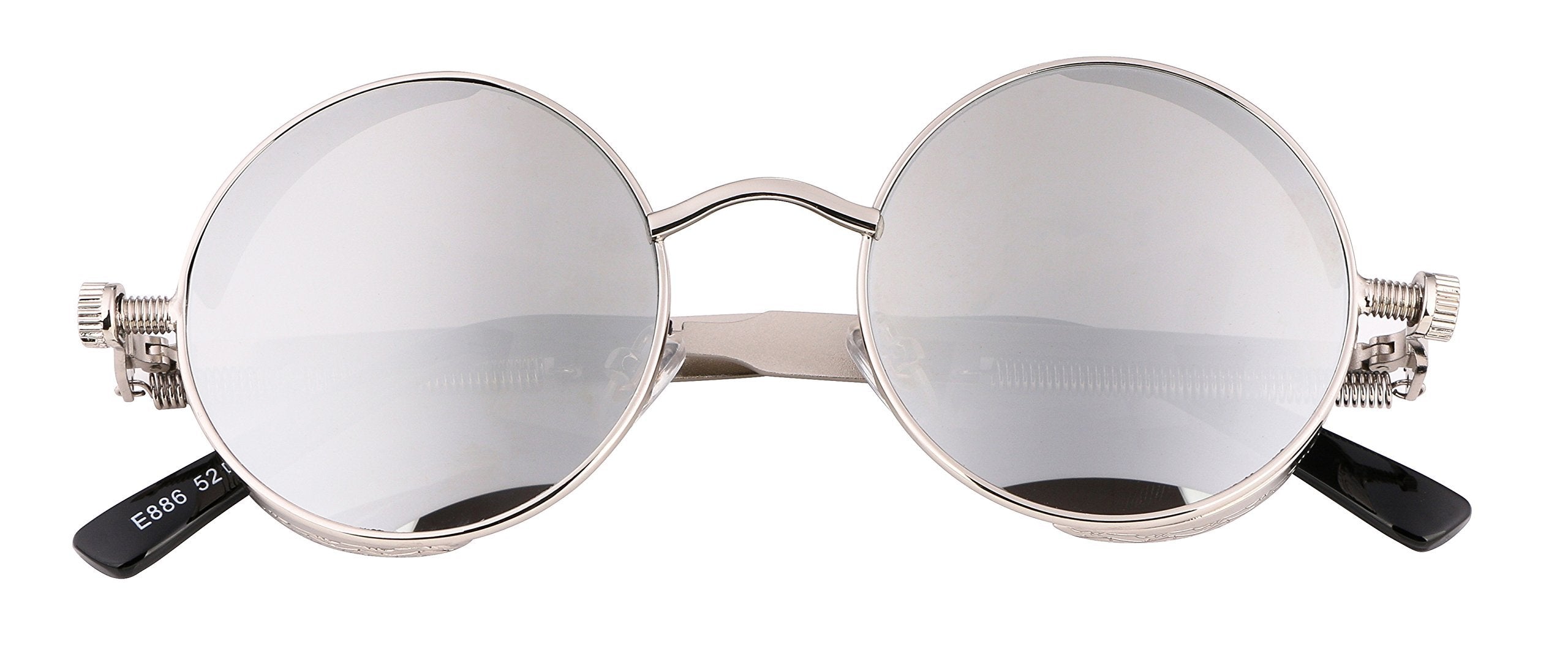 FEISEDY Retro Gothic Steampunk Sunglasses Round Metal Frame Punk Circle Inspired Shade Men B1857