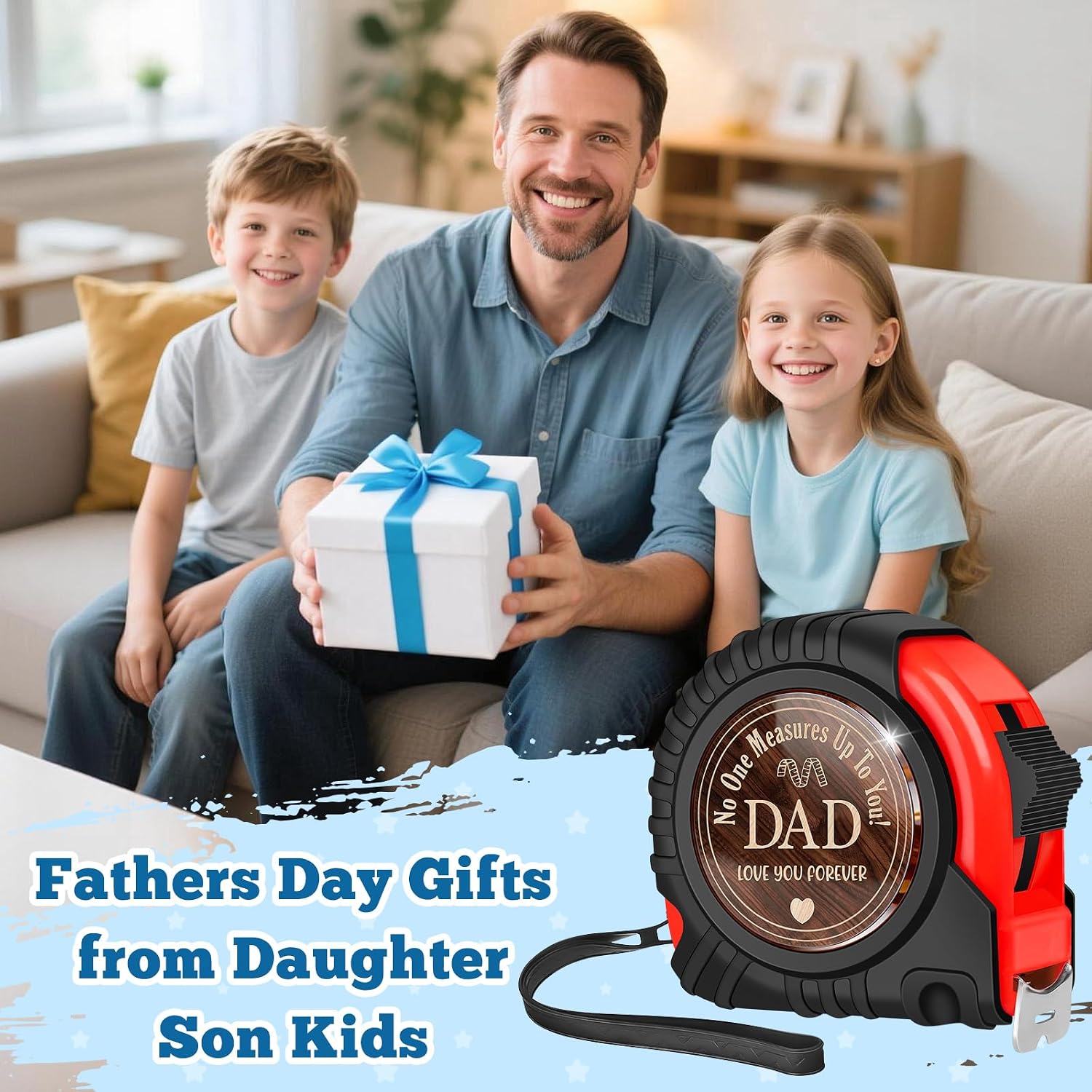 Gift for Dad Fathers Day Birthday Gifts from Daughter Son Kids Wife, New Step Dad Daddy Father in Law Presents Useful Stuff, Best Tool Gifts Woodworker Gifts Carpenter Gifts, Tape Measure 25 FT