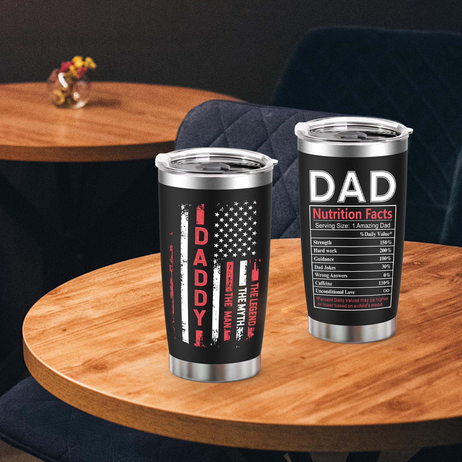 Erpotyl Fathers Day Dad Gifts for Men- 20Oz Stainless Steel Tumbler Indoor Outdoor Work Essentials Leakproof Camping Gym Office Cup with Lid and Straw Birthday Gifts for Him Stepdad Husband Dad Uncle