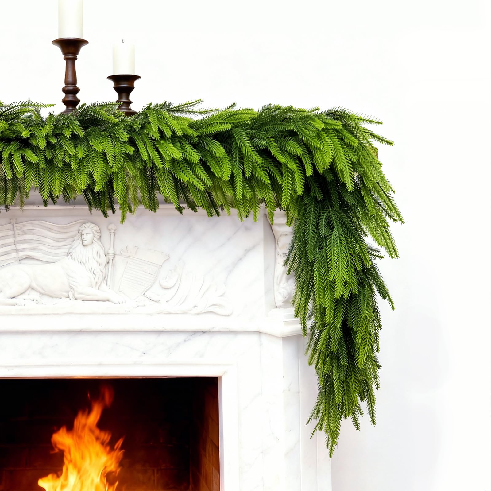 6FT Cedar Garland, Luxury 140 Tips Real Touch Christmas Garland, Artificial Winter Pine Garland for Mantle Table Stairs Wall, Outdoor Christmas Decorations Indoor Greenery Garlands Holiday Decorations
