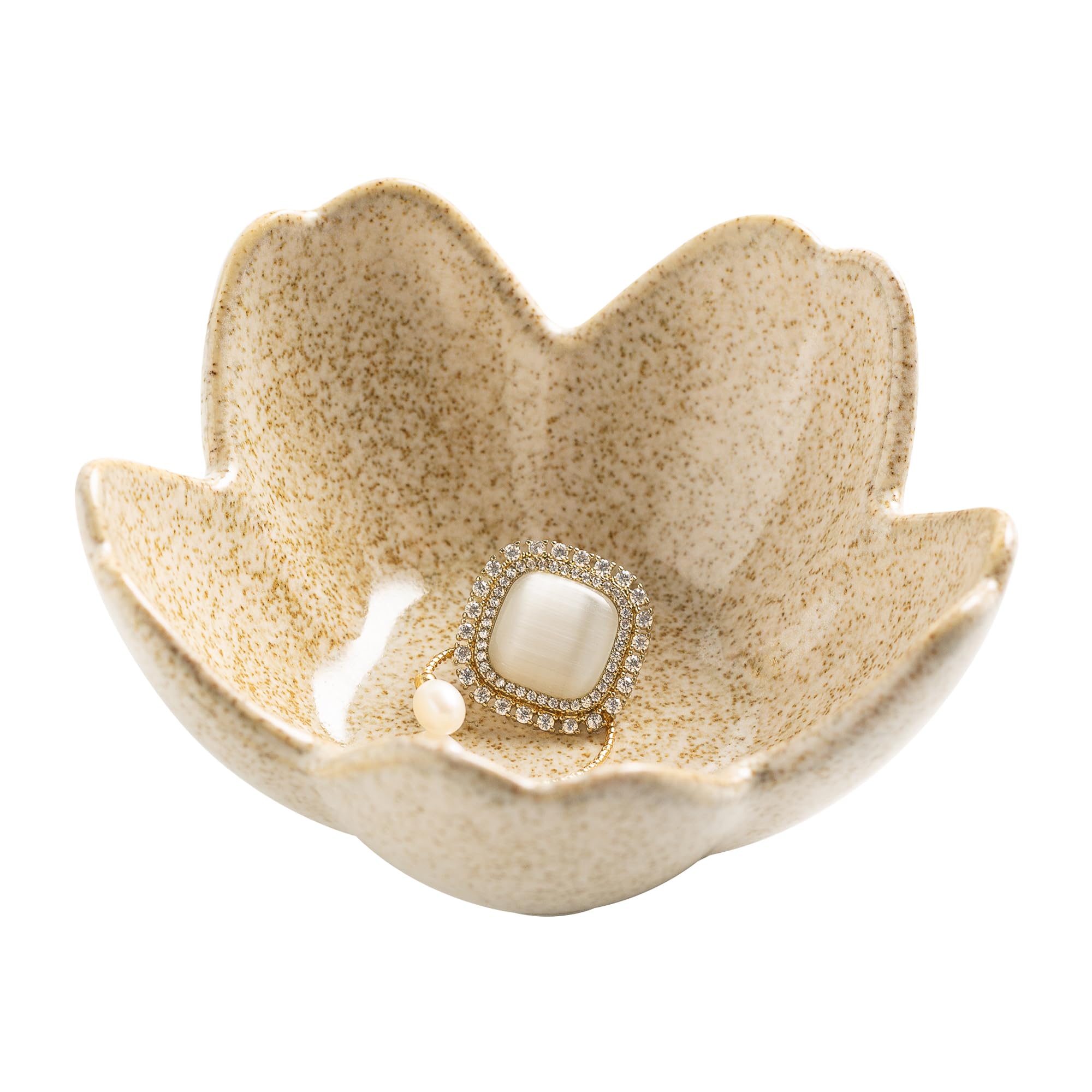 Flower Ring Holder Dish, Ceramic Jewelry Tray Dish, Small Trinket Dish, Jewelry Plate Bowl, Cute Jewlery Ring Holder Dish, Aesthetic Room Decor, Christmas Birthday Gifts for Women, 1 pack (blue)