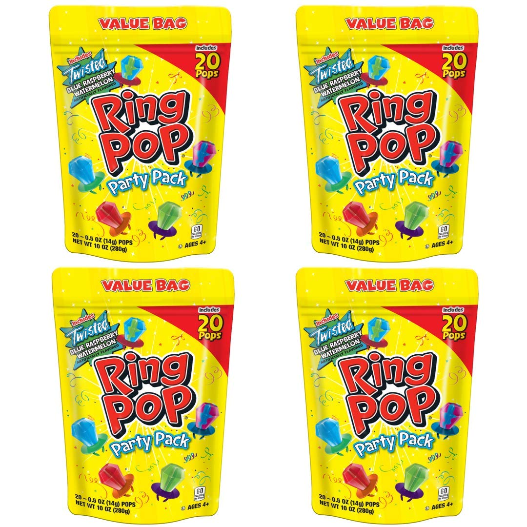 Ring Pop Lollipops - Bulk Candy Individually Wrapped Suckers Variety Party Pack- 50 Count w/Assorted Flavors - Hard Candy for Party Favors, Kids & Goodie Bags, 25 Ounce