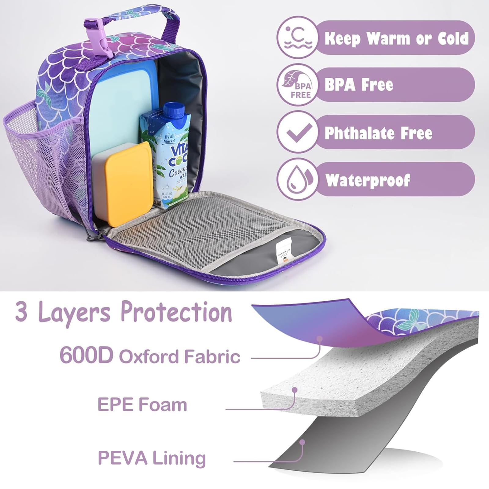 CaCTOUR Lunch Box Kids,Premium Insulated Lunchbox for Girls Boys,Soft Mini Cooler Bag Back to School Thermal Reusable Lunch Bag for Work School Picnic (Blue)