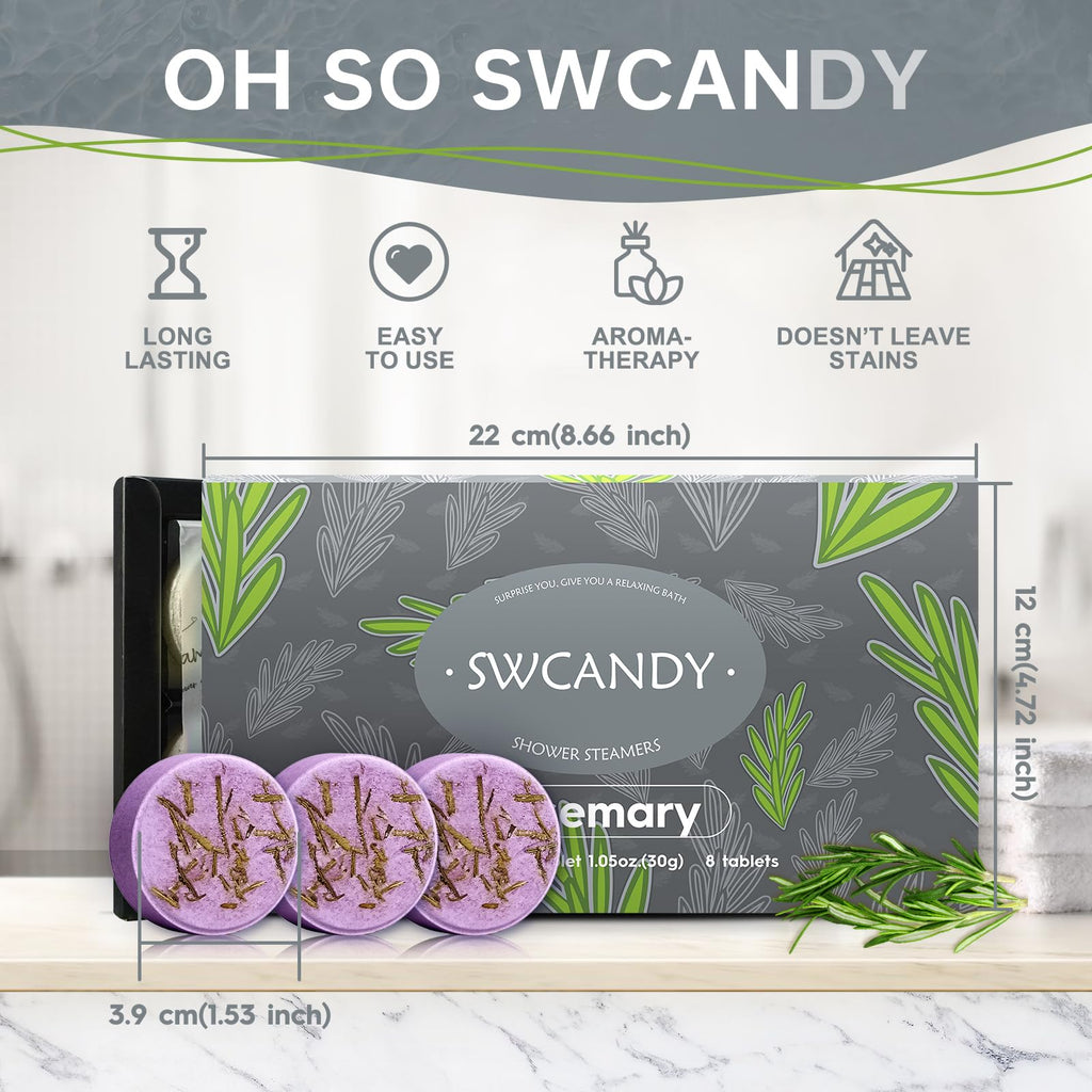 Shower Steamers Aromatherapy Birthday Gifts for Women - SWCANDY 8 Pcs Travel Essentials, Hotel Shower Spa Holidays Mom Wife Grandma Sister Her Self Care Relaxation with Natural Essential Oils Home