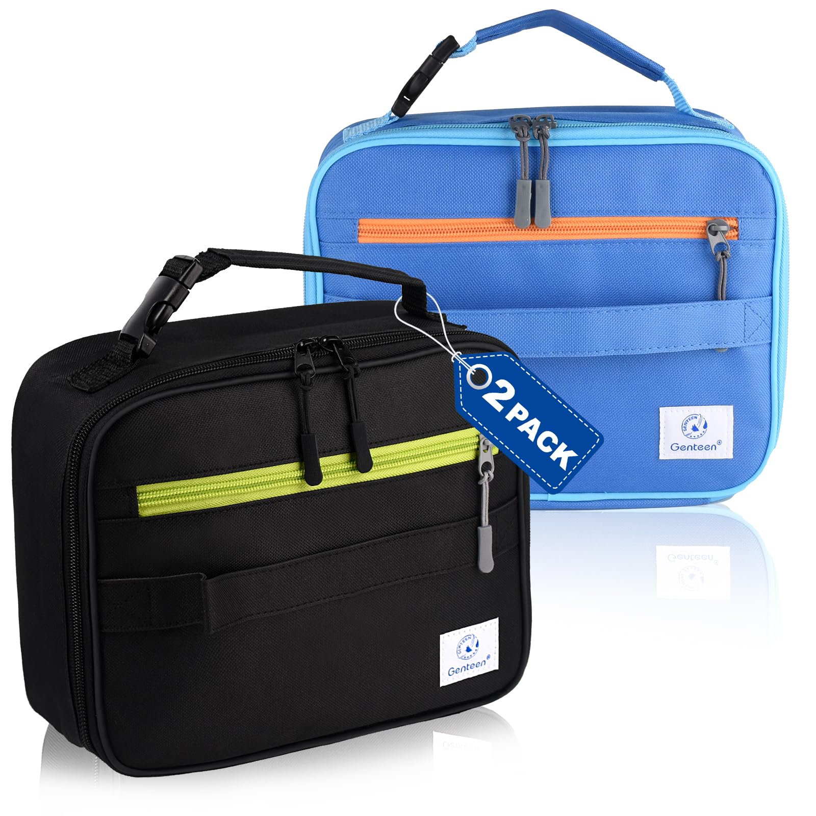 Genteen Lunch Box Kids, Insulated Lunch Bag Kids Boys Girls Back to School, Soft Lunch Box for Men Reusable Lunchbox for Office,Outdoor,School (Black)