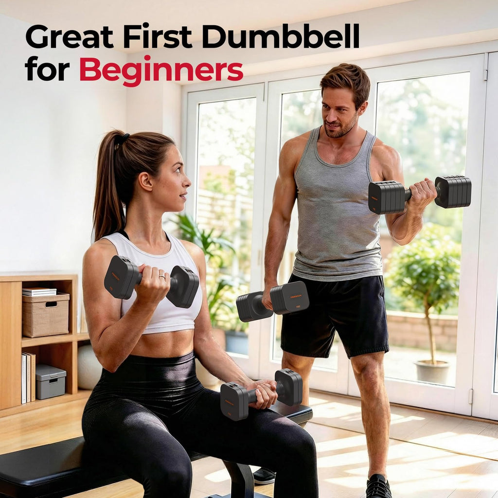 FEIERDUN DB3 5-in-1 Adjustable Dumbbell Set, 6LB/10LB Pair Adjustable Weights for Women at Home, Dual Locking Stable Hand Weights with TPU Soft Handle, Home Gym, Rehab, Pilates, Yoga, Strength Training