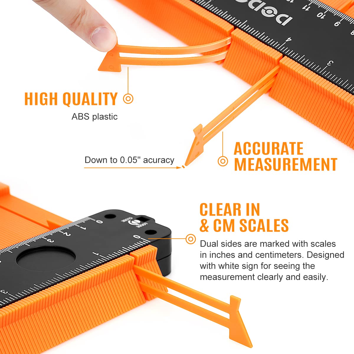 DODOWIN 10+5 Inch Contour Gauge with Lock, Dual Size Profile Duplicator Tool for Flooring, Tile, Woodworking & Irregular Shapes, Shape Outline Gauge, Father’s Day Gifts for Dad Men Husband