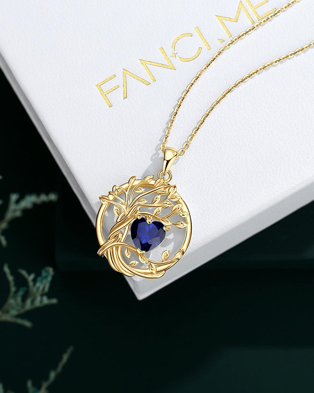 FANCIME Tree of life Birthstone necklace Sterling Silver Pendant Birthstone Necklace Gemstone Anniversary Birthday Jewelry Mothers Day Gifts for Mom Her Wife
