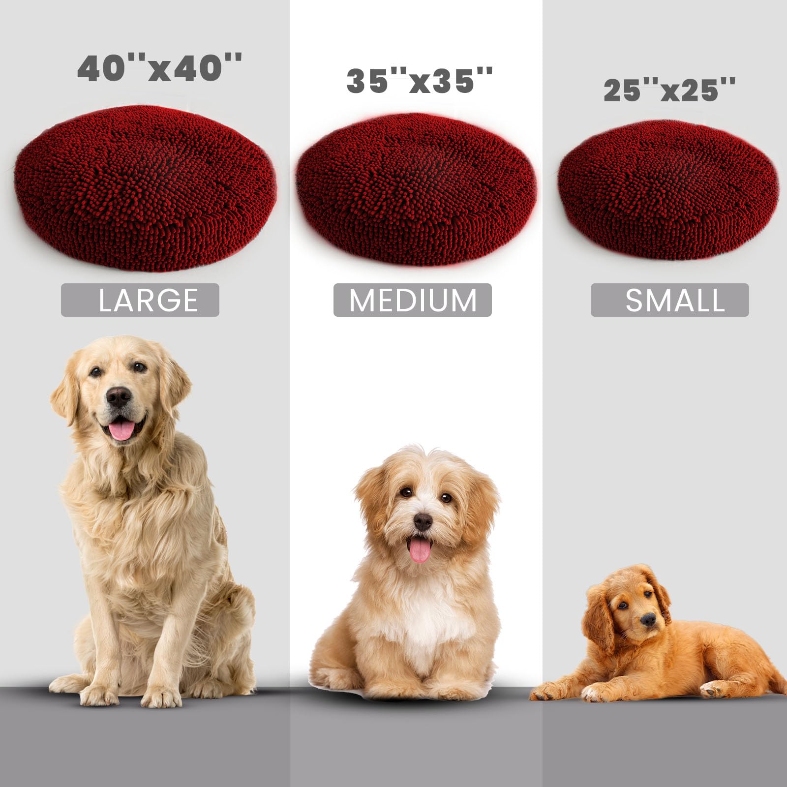 Muddy Mat® Cloud K-9 Bed for Dogs & Cats, Soft & Relaxing Donut Dog Bed, Chenille Material, Removable Cover, Washable & Dryer Safe–Black Small(25'x25')