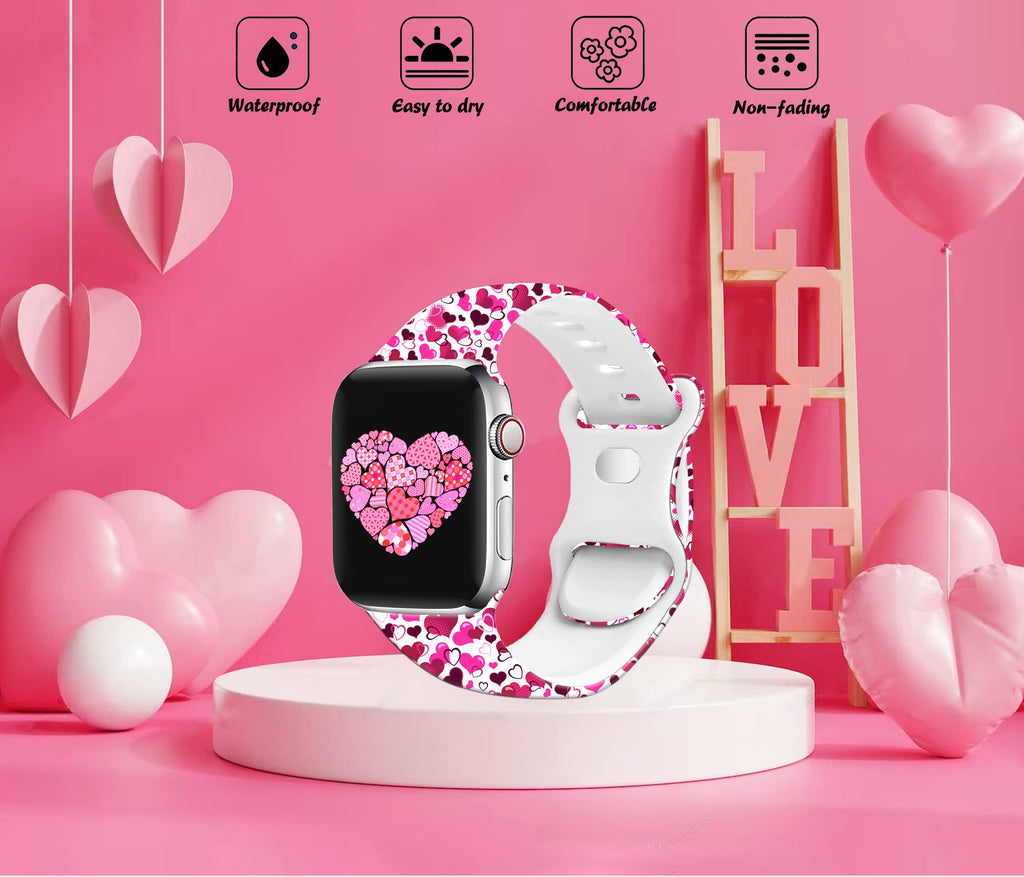 Holiday Watch Bands Compatible Watch 38mm 40mm 41mm 42mm for Women Men, Adjustable Soft Silicone Replacement Smartwatch Wristband for SE Series 8/7/6/5/4/3/2/1