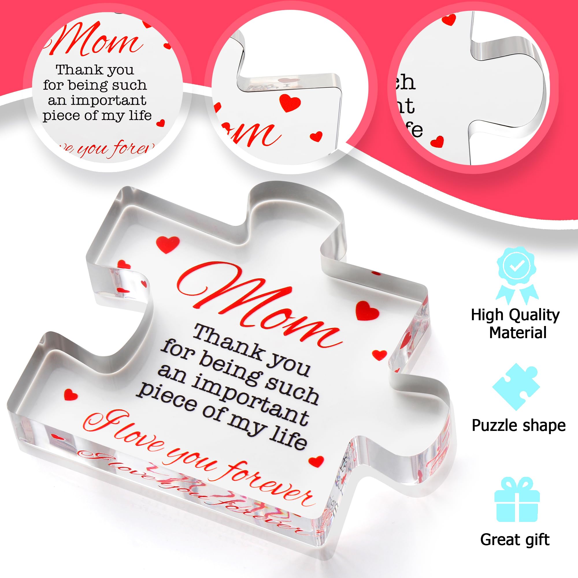 Engraved Acrylic Block Puzzle - Sentimental Gift for Her - Valentine's Day & Fiance Birthday Gift