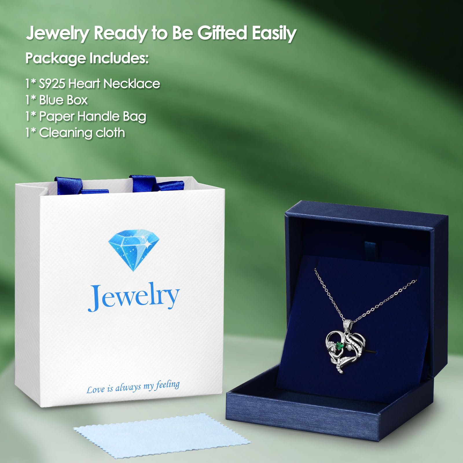 Mothers Day Gifts for Mom Wife Her Grandma, S925 Sterling Silver Birthstone Necklaces Jewelry for Women, Mother's Day Love Heart Pendant Necklace for Anniversary Birthday Christmas Day