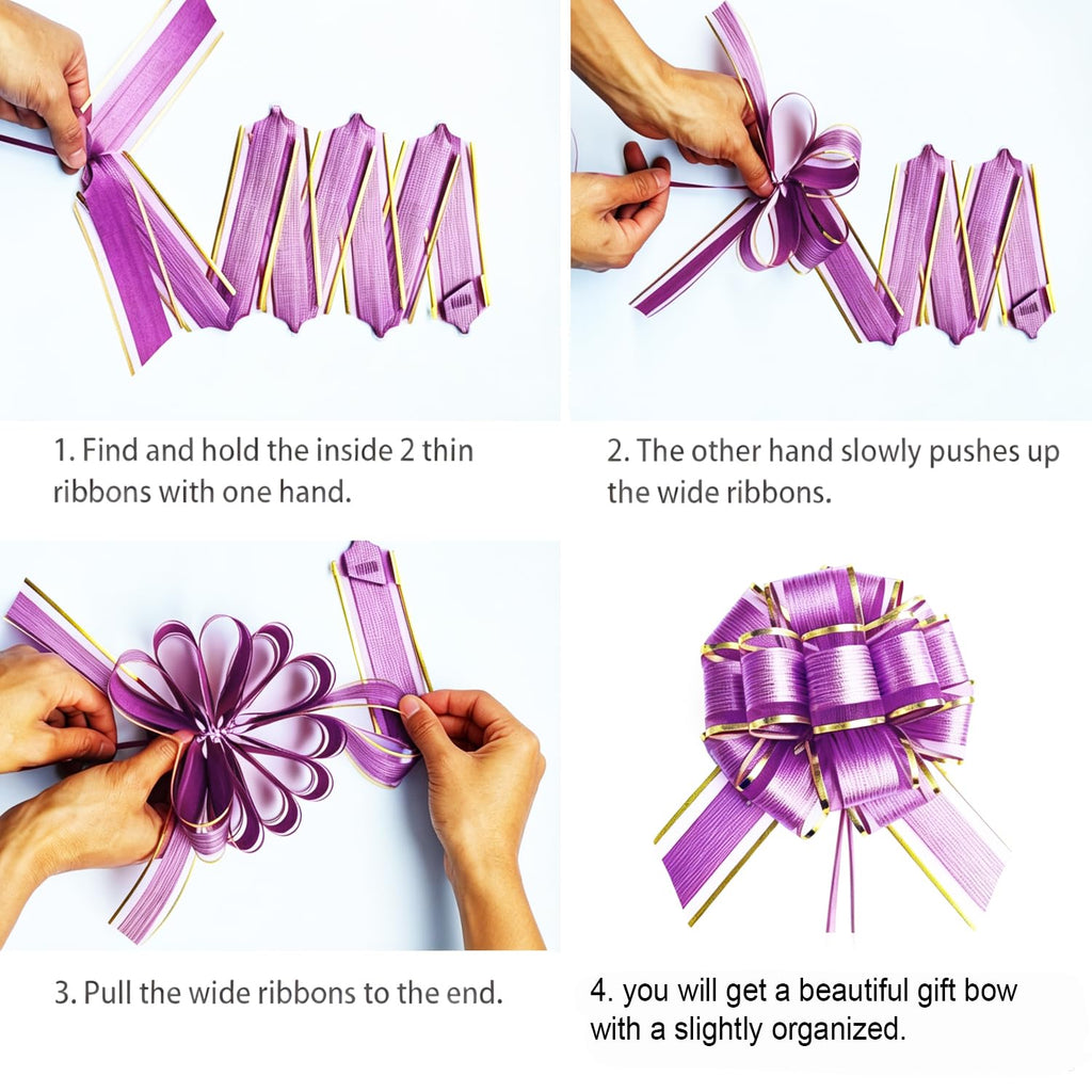 6 PCS Large Pull Bows, Gift Wrapping Bows, Gift Wrapping Ribbon Pull Bows Gift Bows for Wedding, Birthday, Christmas, Valentine's Day, Gift Baskets, Party, Presents Decor, Holiday Decor (Blue)