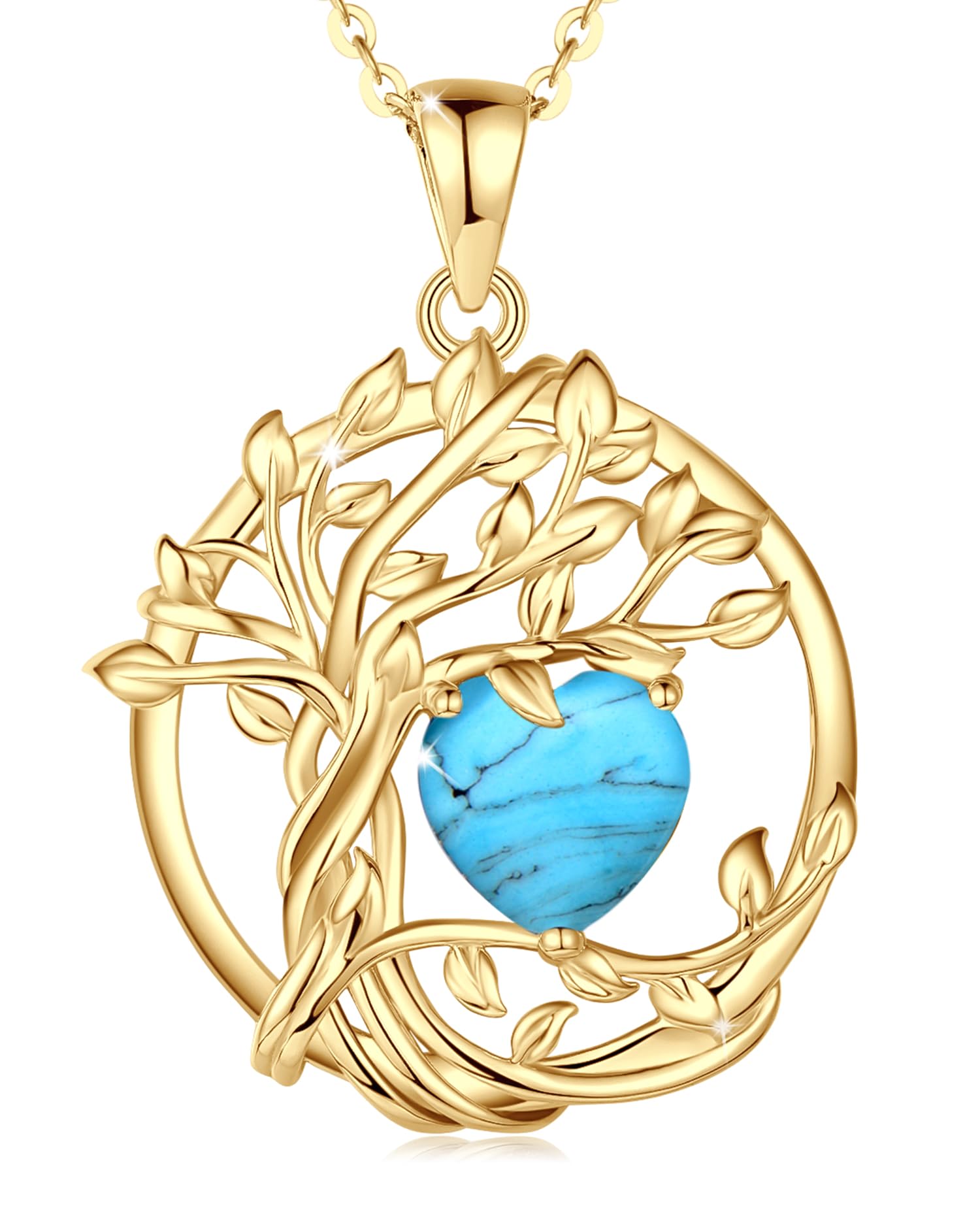 FANCIME Tree of life Birthstone necklace Sterling Silver Pendant Birthstone Necklace Gemstone Anniversary Birthday Jewelry Mothers Day Gifts for Mom Her Wife