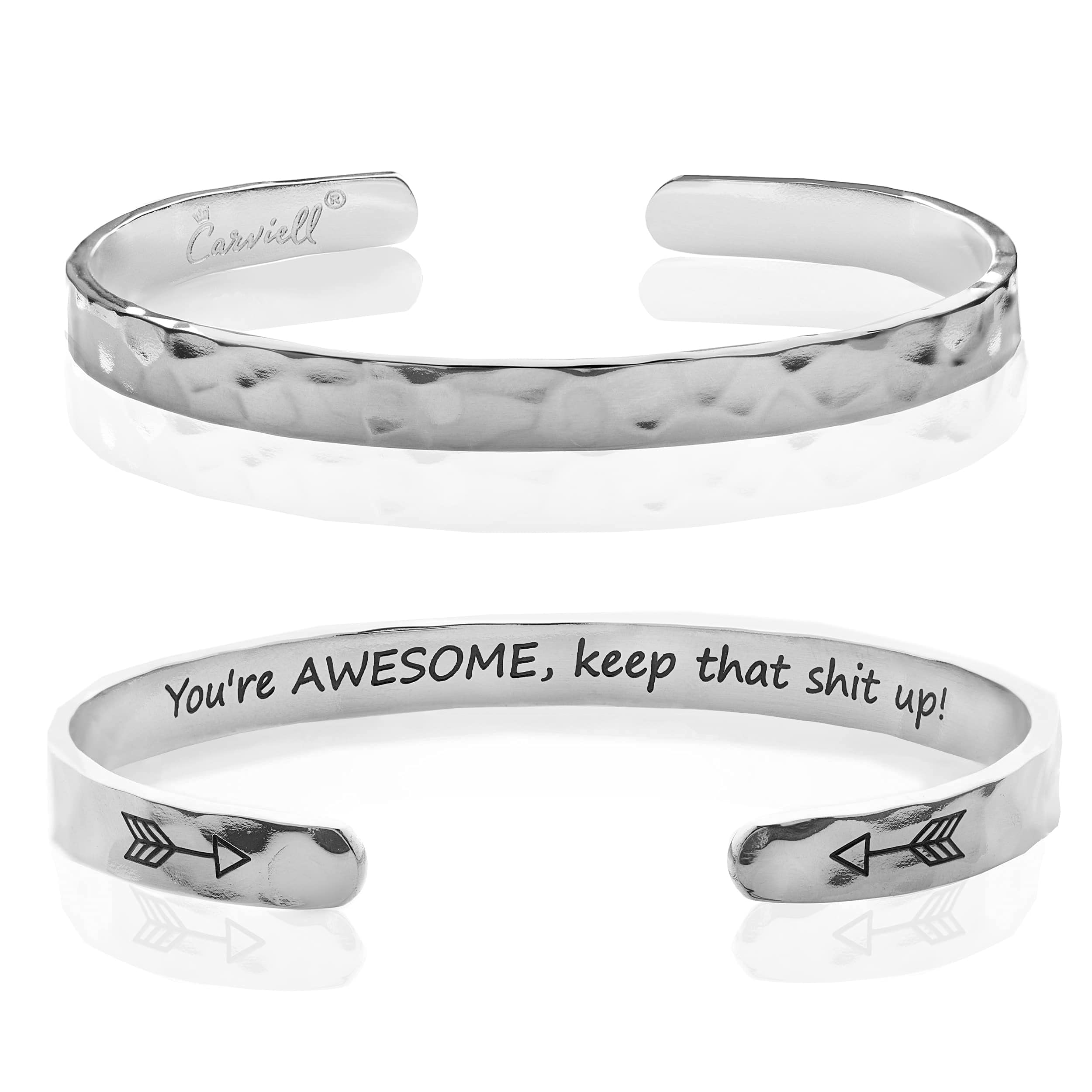 Carviell Bracelet - Gifts for Women – Inspirational, Friendship, Love, Mom, Daughter, Sister, Christian, Graduation, Memorial & Wedding Gifts – 100+ Phrases – Stainless Steel, Gift-Ready