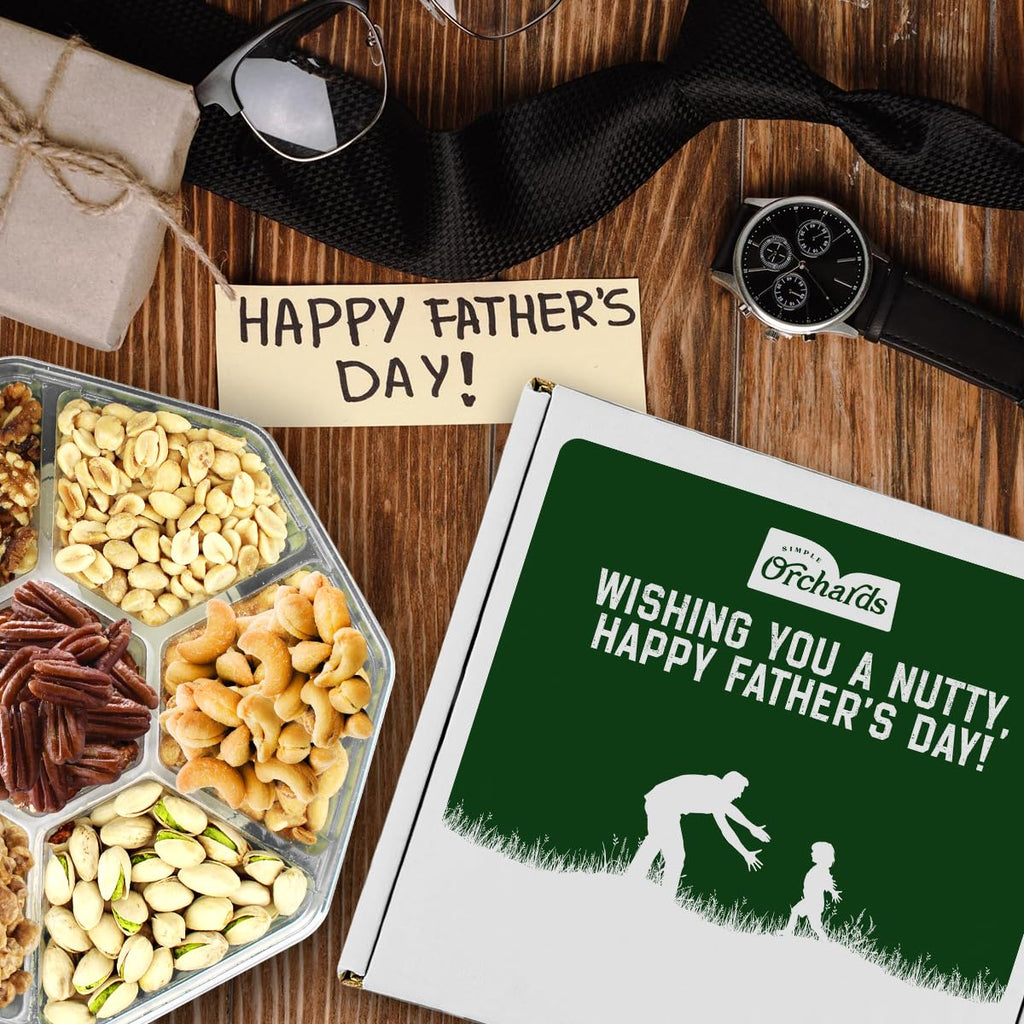 Fathers Day Nut Gift Basket, 7 Sectional Platter of Nut Baskets Gifts for Men, Great for Father Day gifts for Husband, Perfect Dad Gift for Fathers Day
