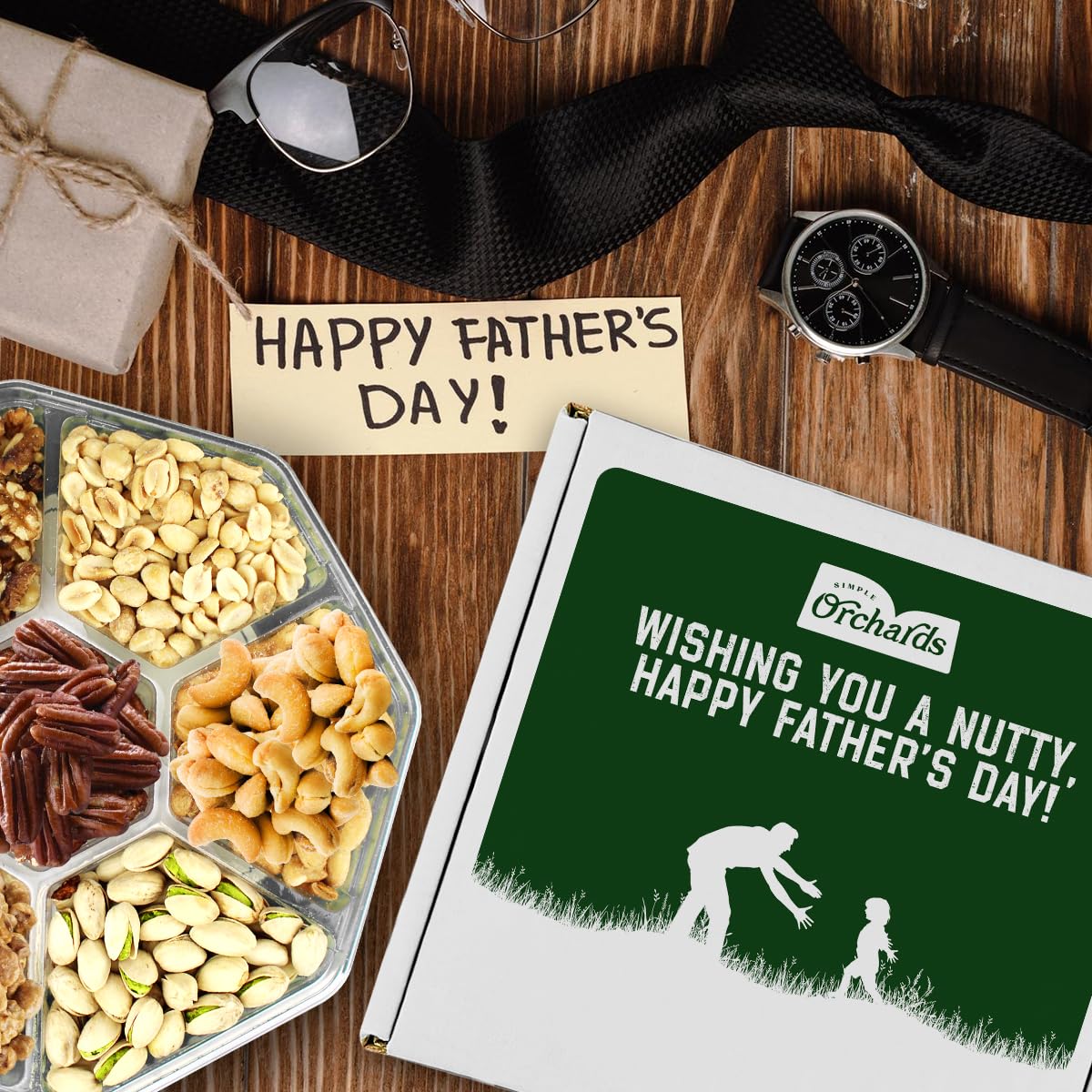 Fathers Day Nut Gift Basket, 7 Sectional Platter of Nut Baskets Gifts for Men, Great for Father Day gifts for Husband, Perfect Dad Gift for Fathers Day