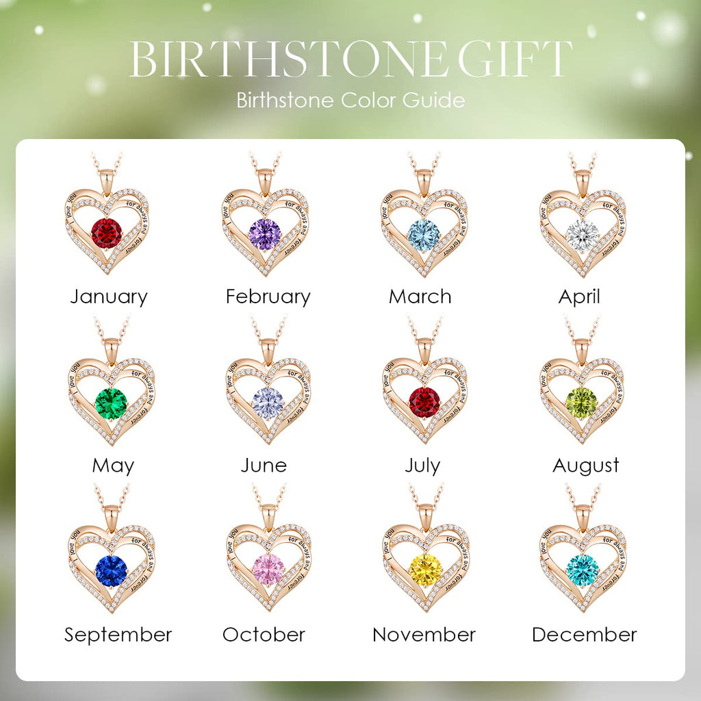 CDE Forever Love Heart Necklaces for Women, Wedding Anniversary, Valentine's，Birthday Mothers Christmas Day Gifts for Mom, Mother, Wife, S925 Silver Jewelry with Birthstone Pendant