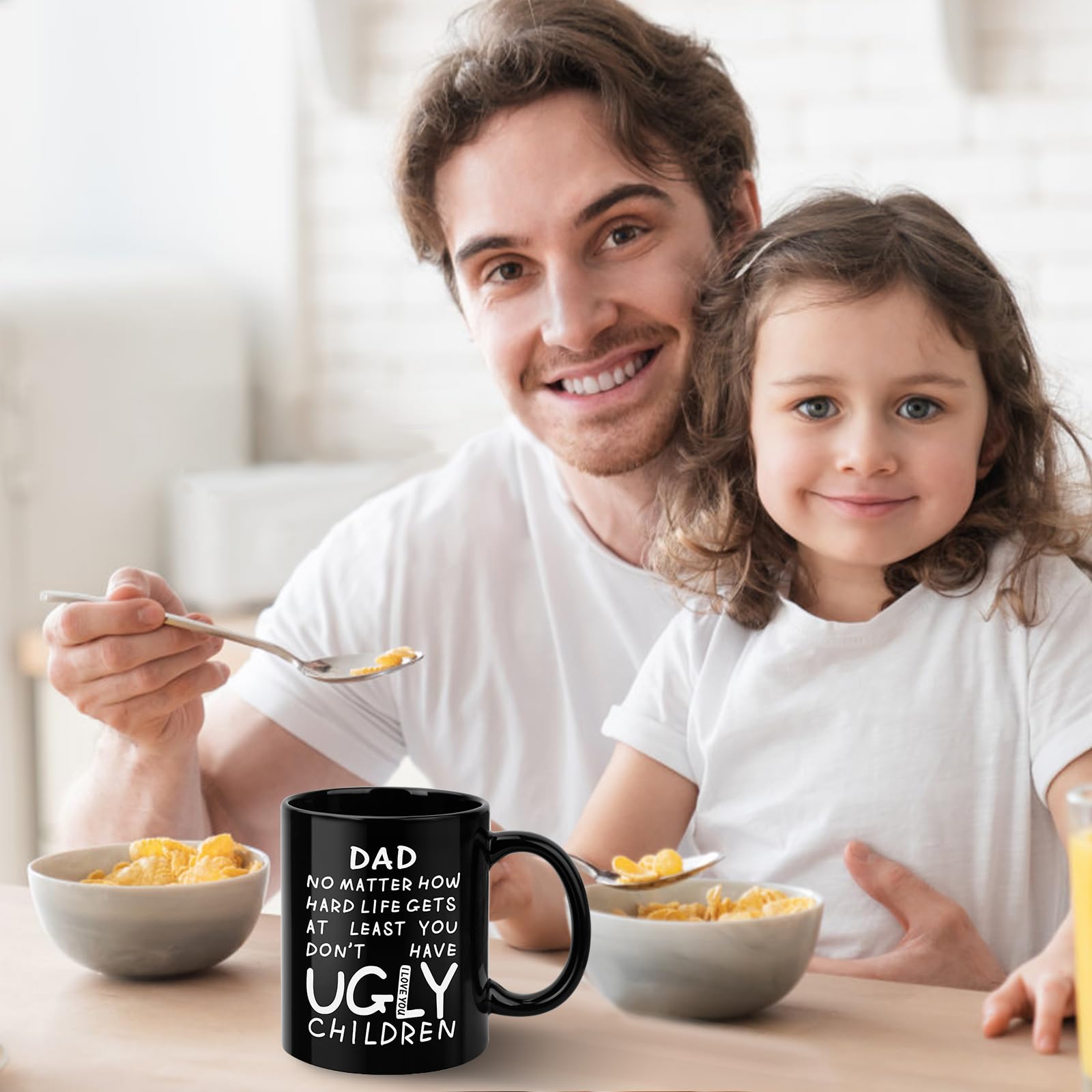 Fathers Day Dad Gifts from Daughter Son - 11oz Funny Coffee Mug for Dad Husband from Wife Kids Unique Ceramic Cup Printed on Both Sides Personalized Birthday Father’s Day Presents for Daddy Stepfather