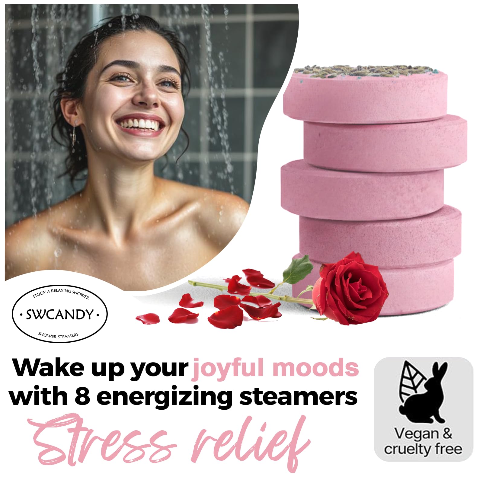 Shower Steamers Aromatherapy Birthday Gifts for Women - SWCANDY 8 Pcs Travel Essentials, Hotel Shower Spa Holidays Mom Wife Grandma Sister Her Self Care Relaxation with Natural Essential Oils Home