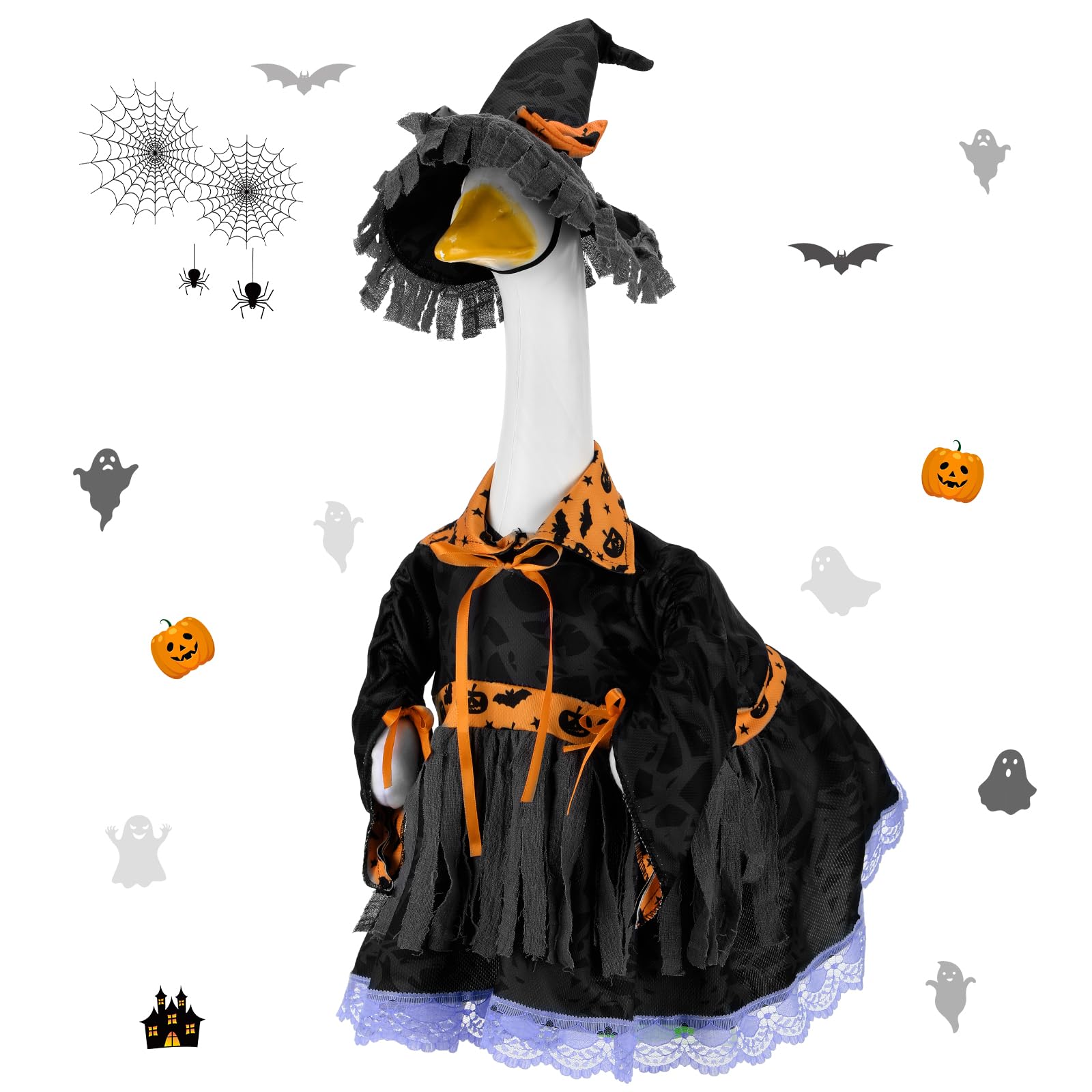 Suzile Fall Maple Porch Goose Outfit Autumn Goose Clothes for 23 Inch Cement or Plastic Geese Costume for Yard Lawn Outdoor Garden Patio Concrete Duck Statue Dress Thanksgiving Party Holiday Decor