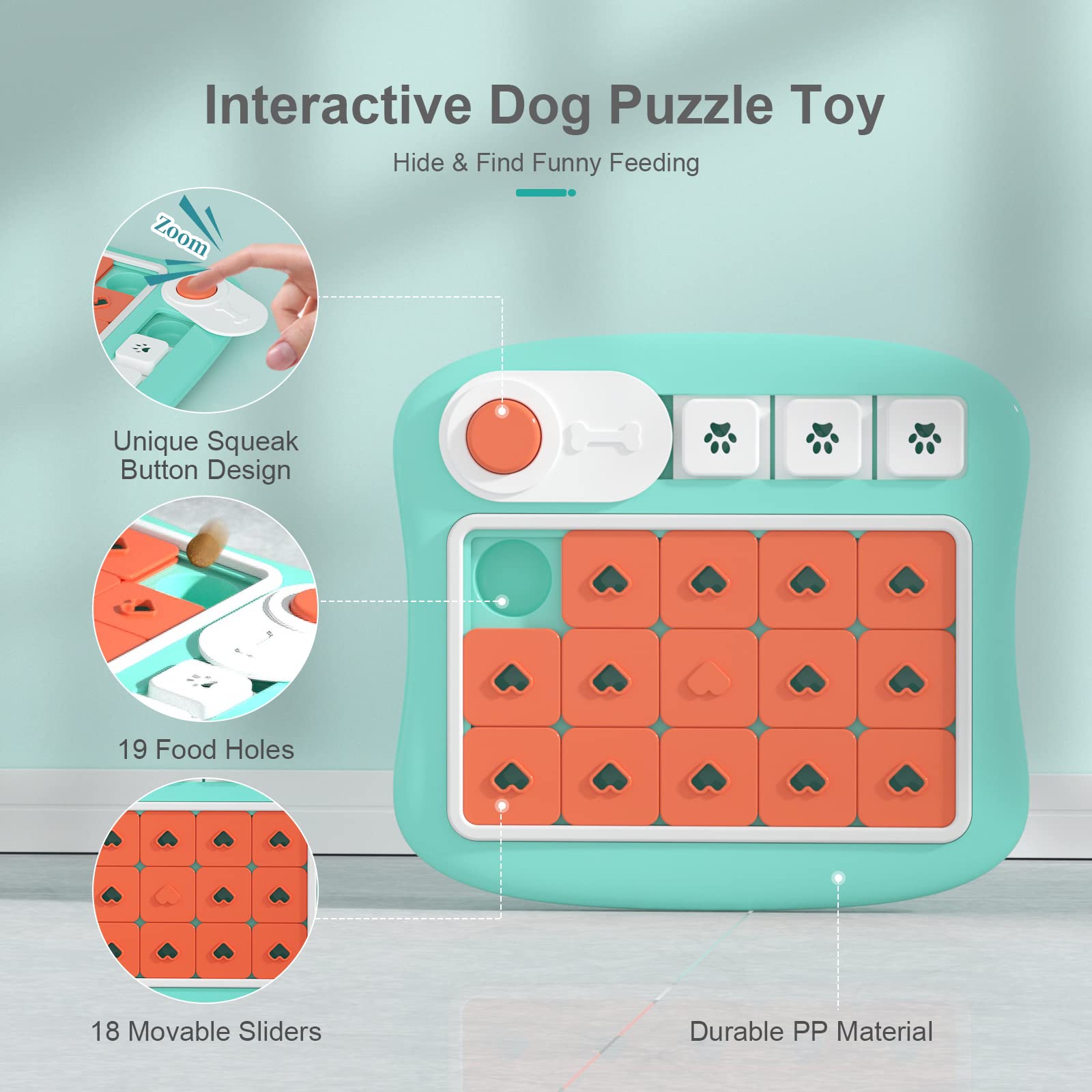 PETSTA Dog Puzzle Toys, Treat Dispensing Dog Enrichment Toys for IQ Training and Brain Stimulation, Interactive Mentally Stimulating Toys as Gifts for Puppies, Cats, Dogs